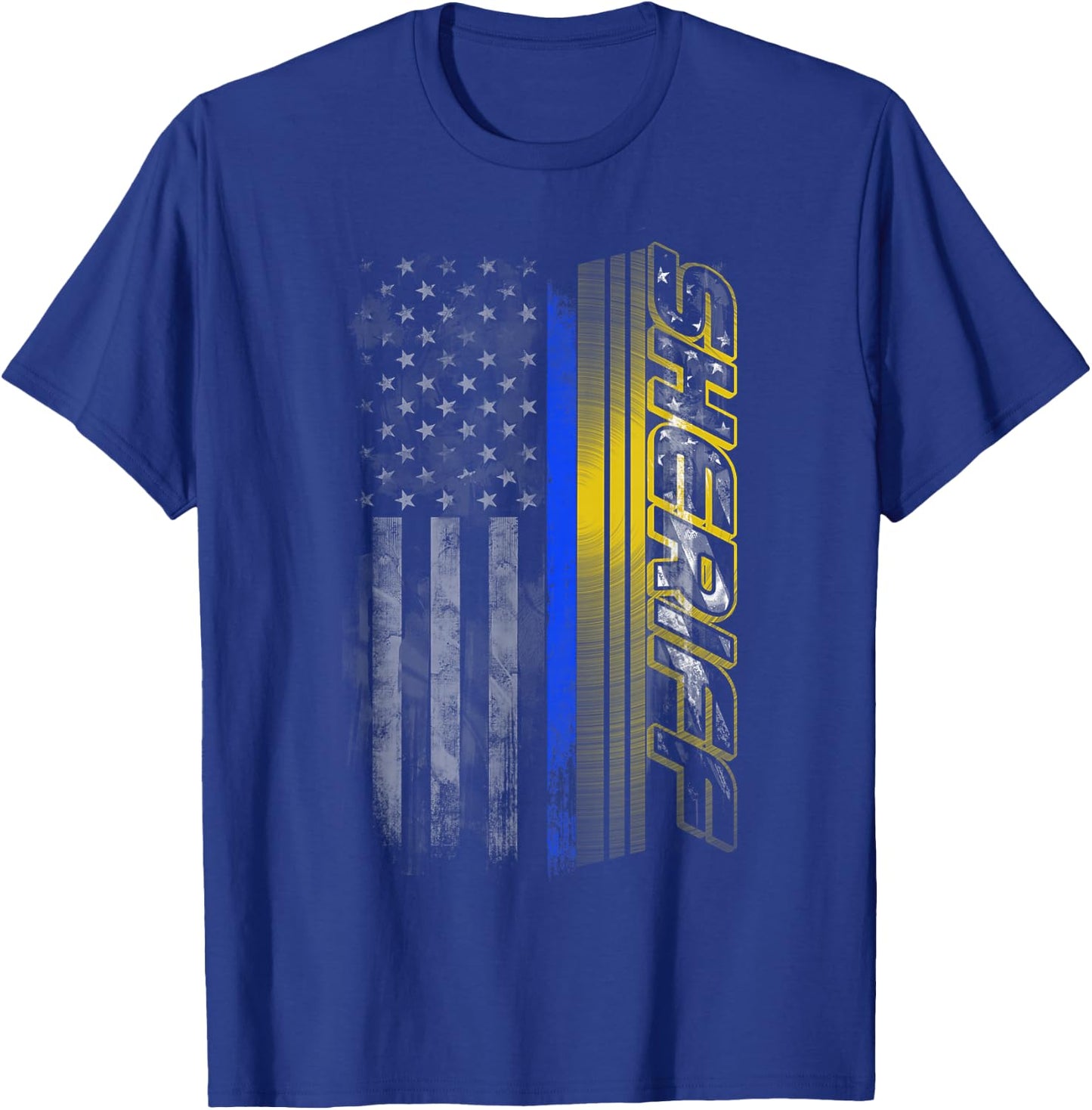 Thin Blue Line Sheriff Flag T-Shirt - T-Shirt | Royal