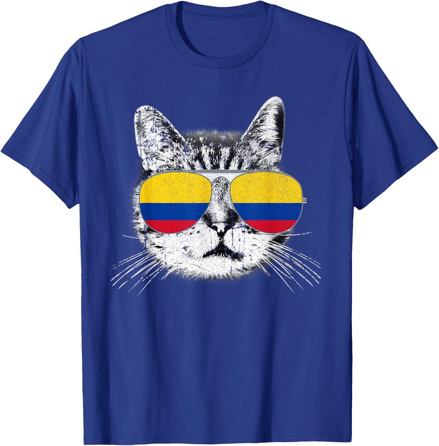 Colombia Flag Shirt Colombian Pride Cat Men Women Kids Gift T-Shirt - T-Shirt | Royal