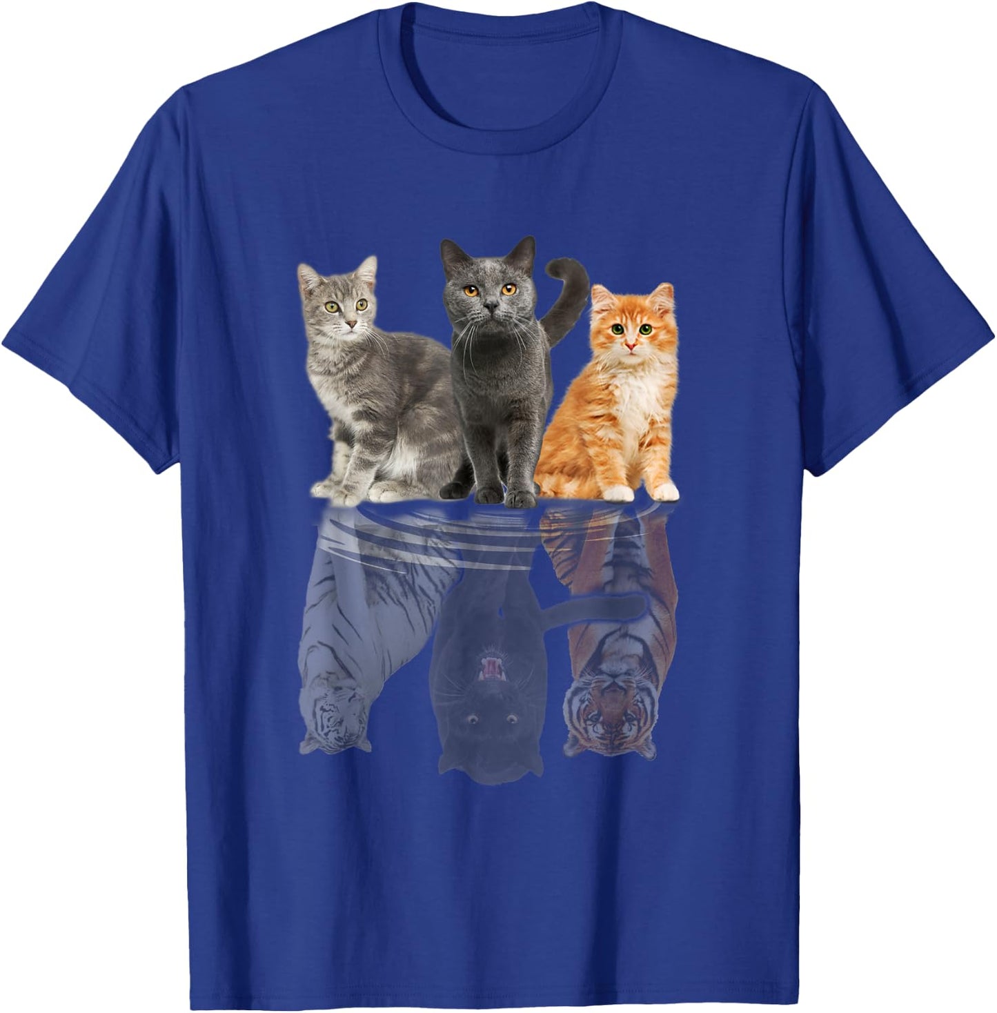 Cats Reflection Mirror Puma Cheetah Tiger Funny Cat Lover Men Women Kids T-Shirt - T-Shirt | Royal