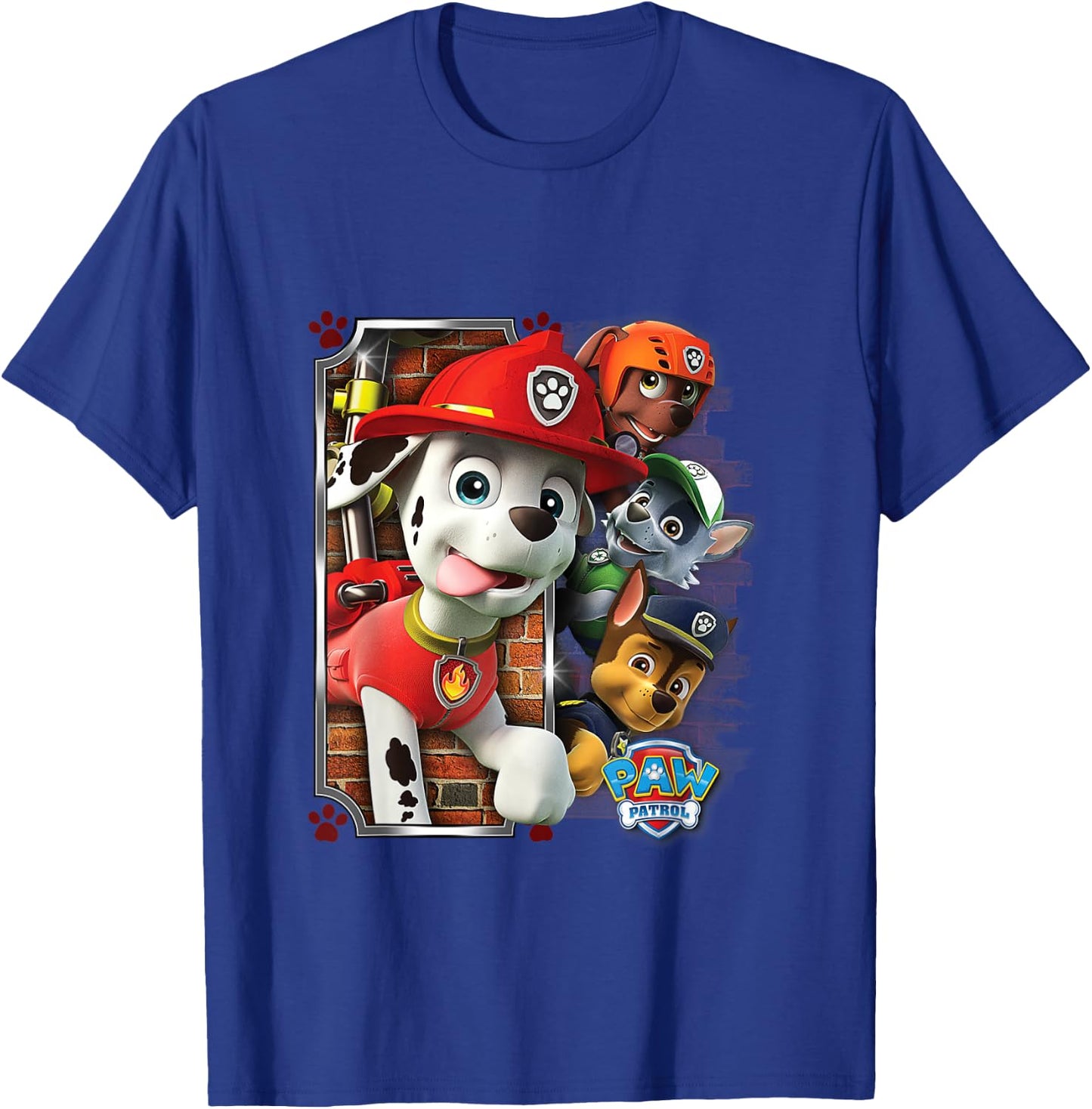 PAW Patrol Firedog Marshall with Group T-Shirt - T-Shirt | Royal