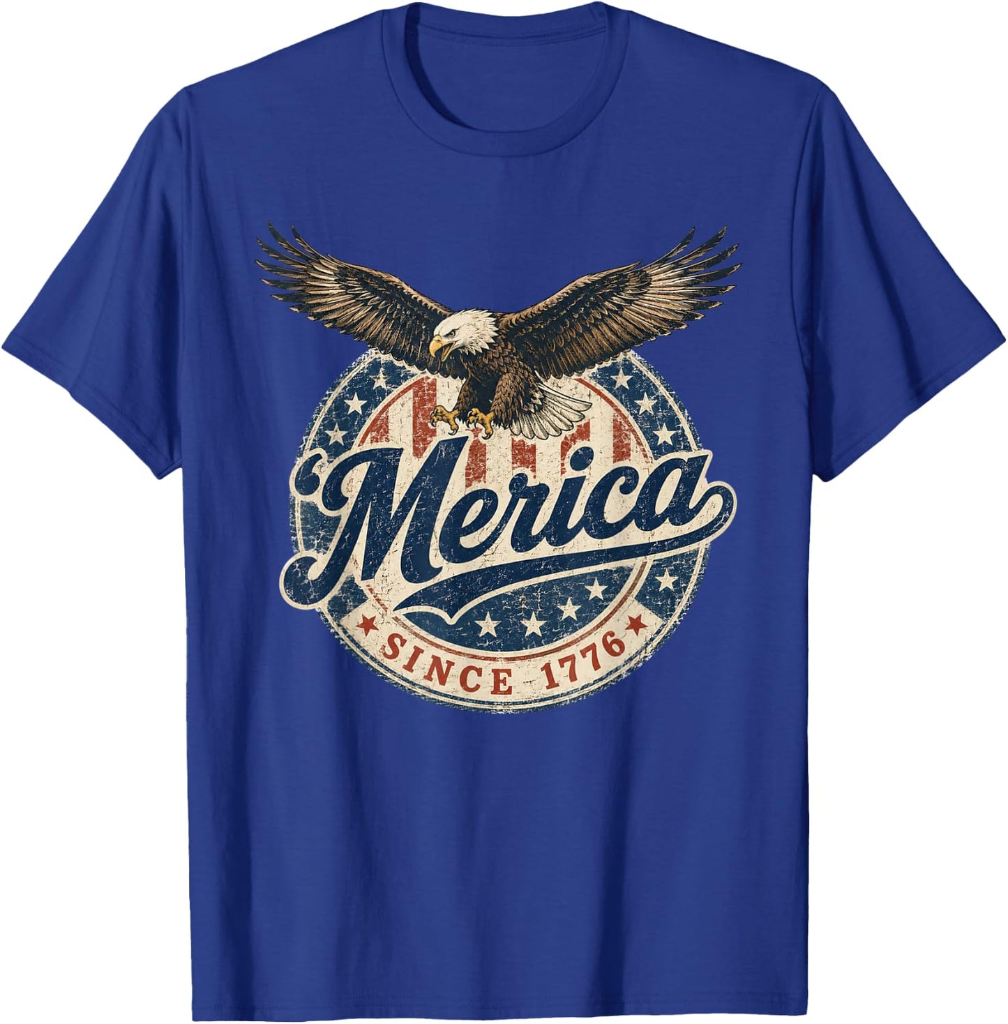 Merica Since 1776 Patriotic Eagle Vintage Retro USA Pride T-Shirt - T-Shirt | Royal
