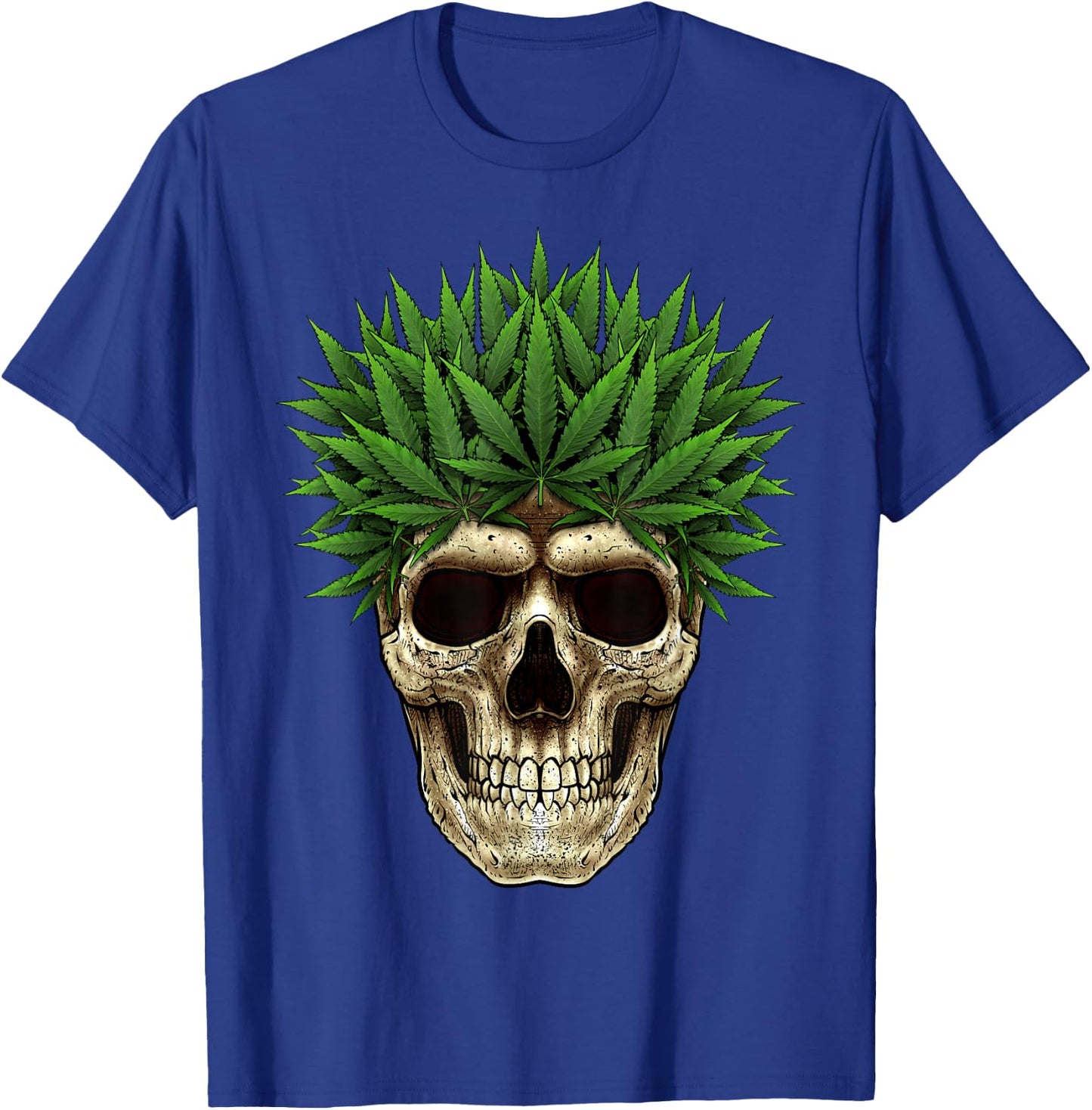 Marijuana Skull Smoke Weed Cannabis 420 Pot Leaf Sugar Skull T-Shirt - T-Shirt | Royal