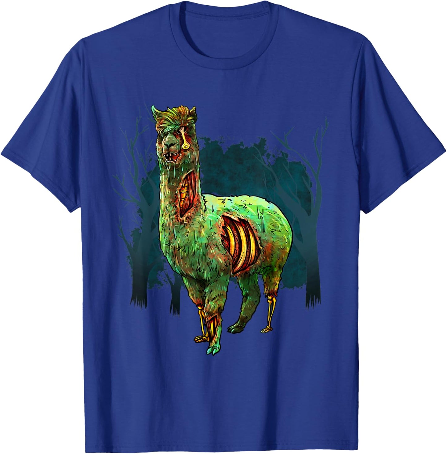 Halloween Llama Zombie Scary Spooky Drawing Graphic Gift T-Shirt - T-Shirt | Royal