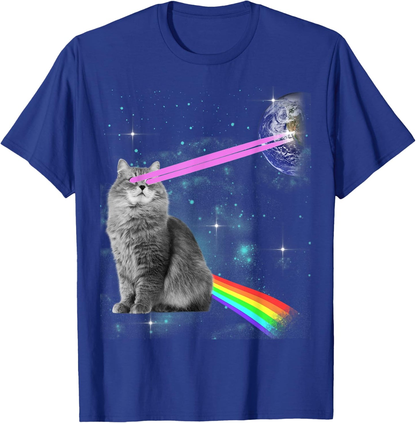 Laser Eyes Space Cat Women Kids T-Shirt - T-Shirt | Royal