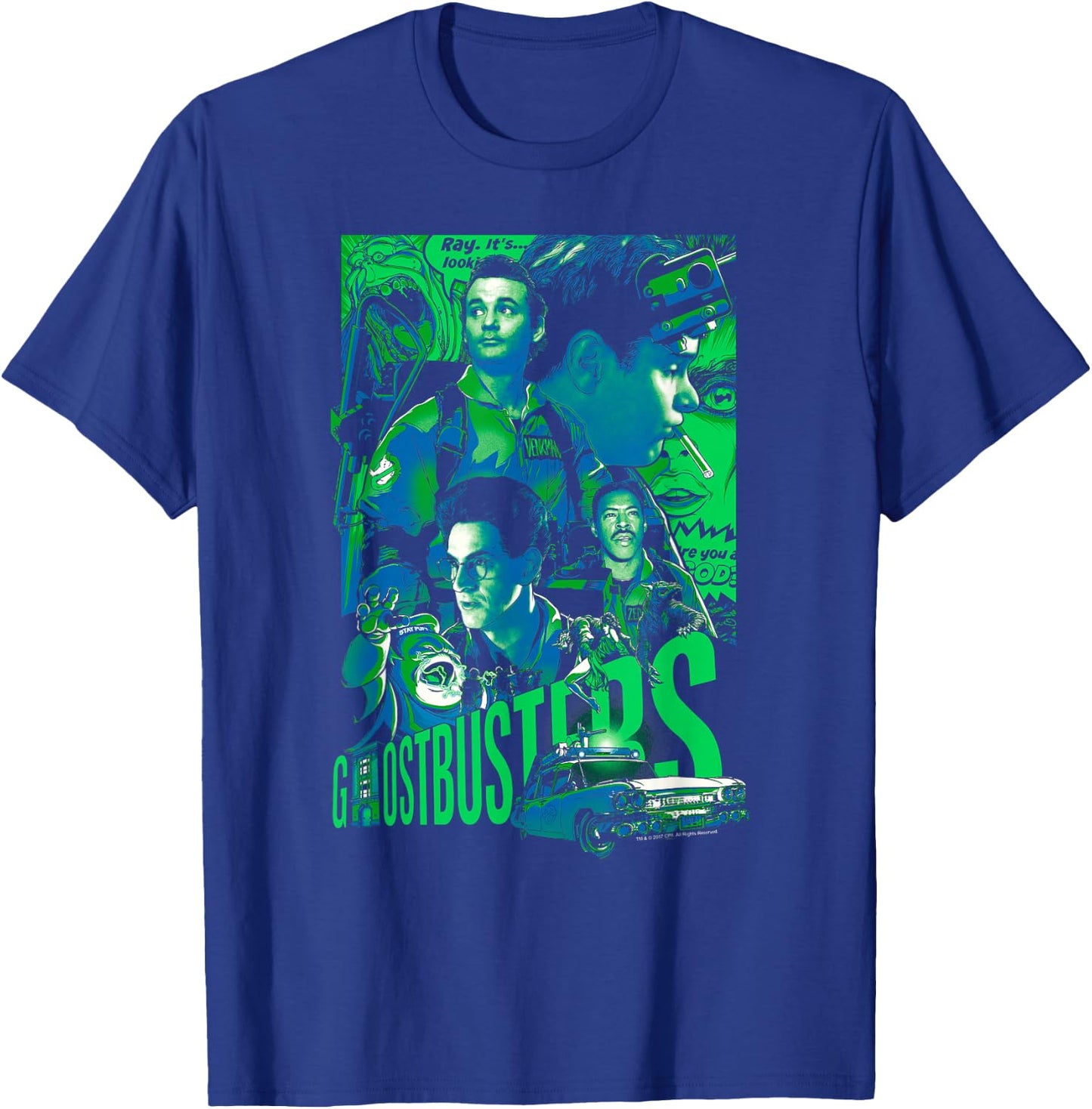 Ghostbusters Joshua Budich Illustrated Poster Retro Movie T-Shirt - T-Shirt | Royal