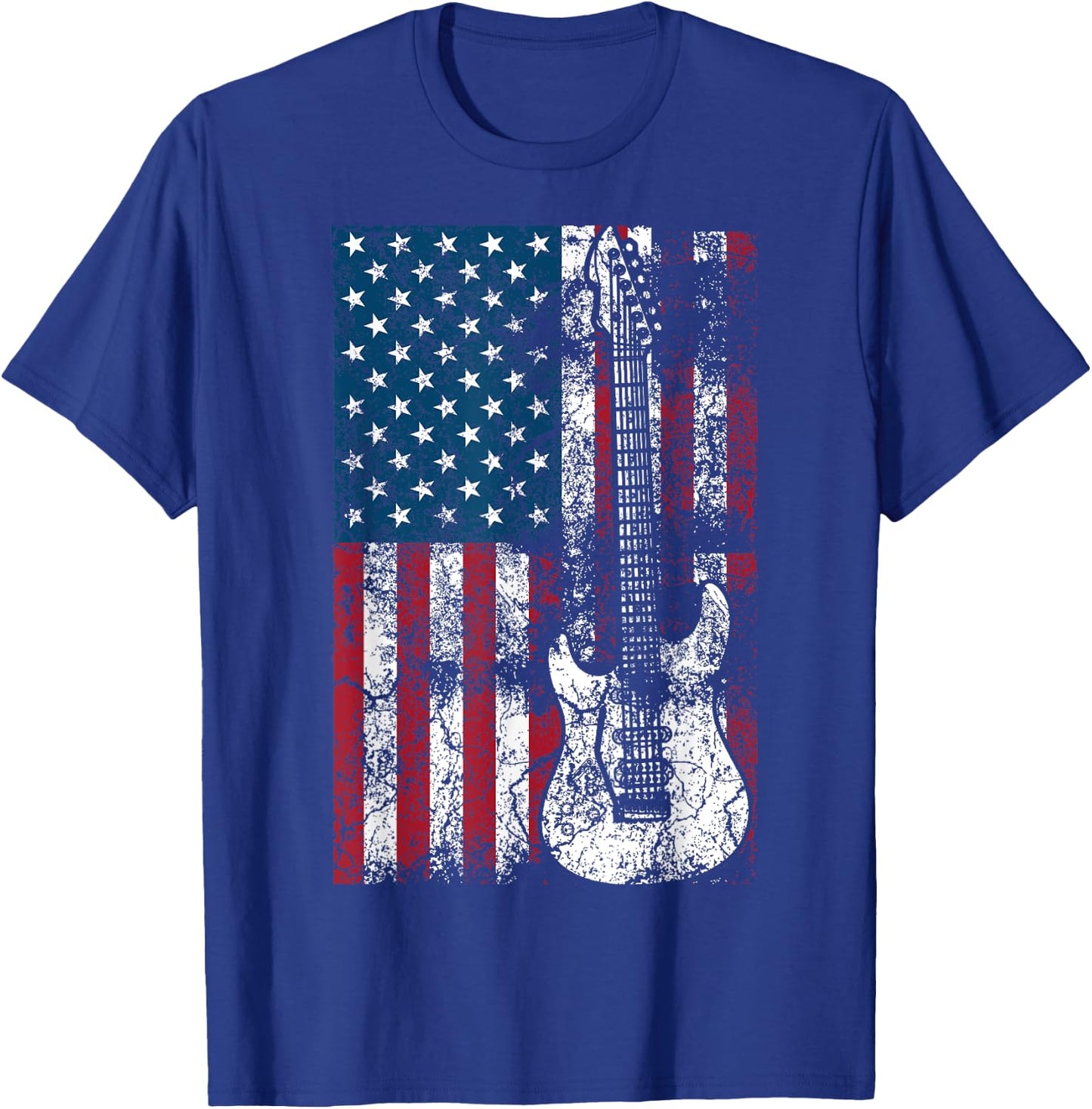 Guitar USA Flag Shirt | Cute Patriotic Guitar Lovers US Gift T-Shirt - T-Shirt | Royal