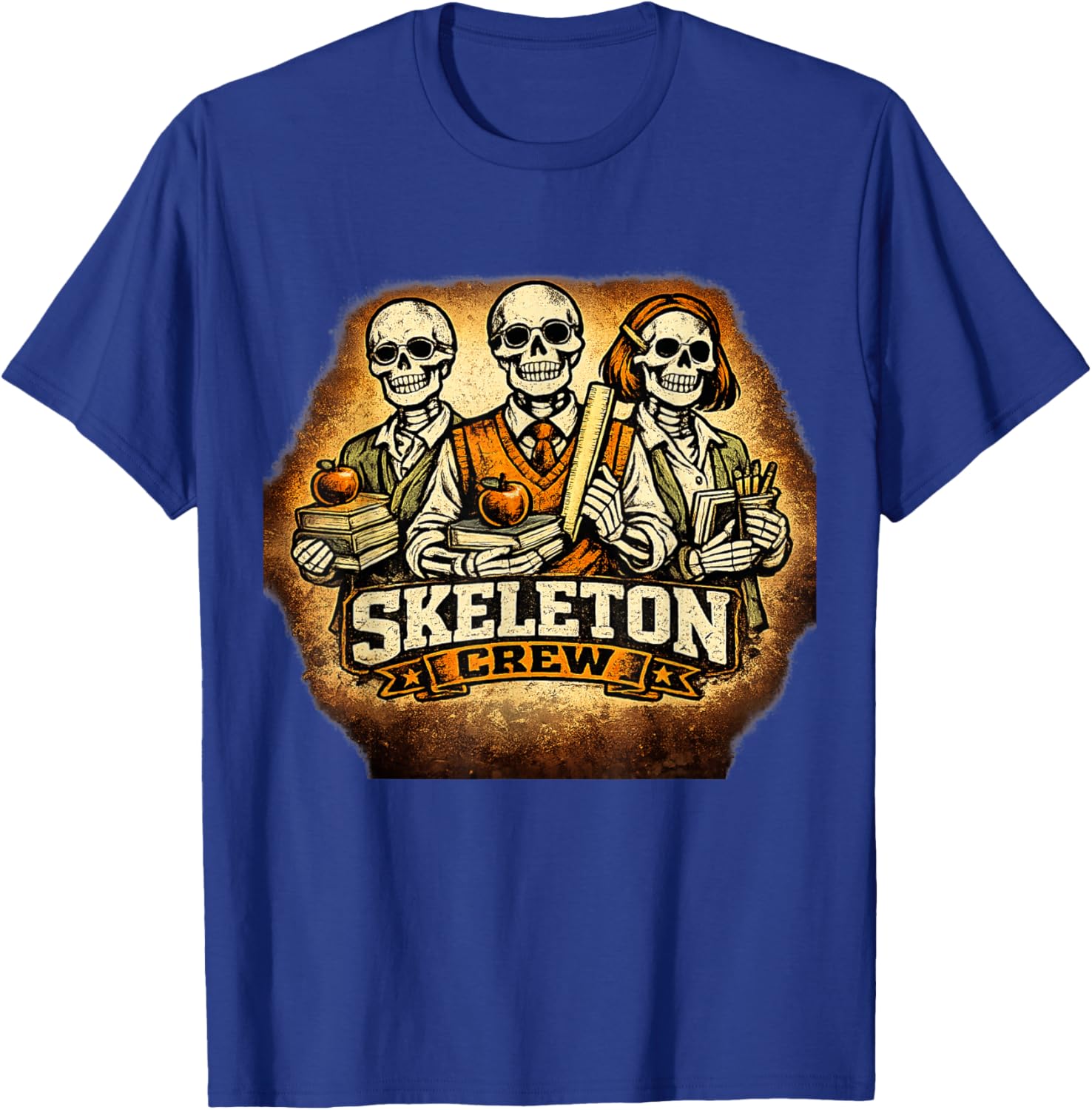 Skeleton Crew Teacher Halloween T-Shirt - T-Shirt | Royal