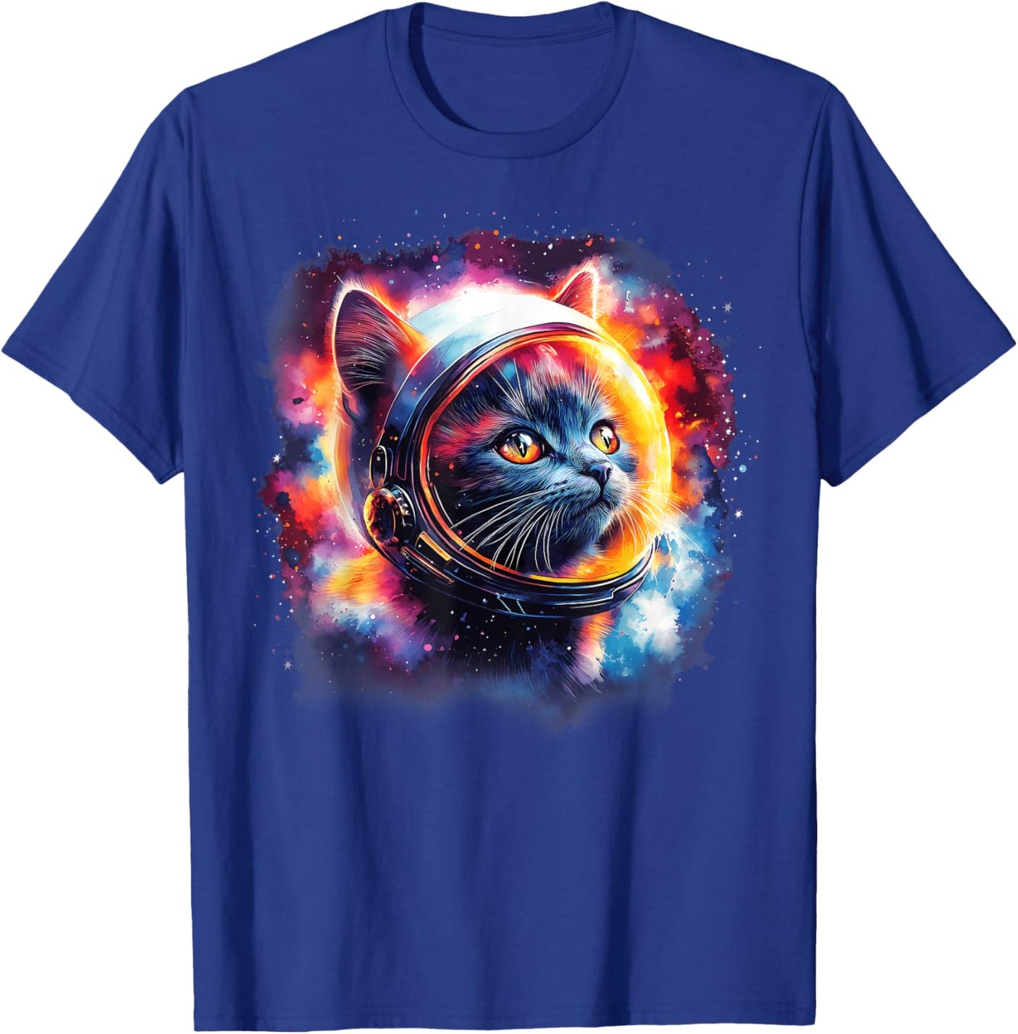 Funny Space Astronaut Cat Galaxy Outer Space Kitten Spaceman T-Shirt - T-Shirt | Royal
