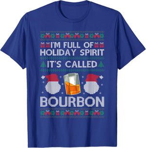 Ugly Christmas Drinking Funny Bourbon Holiday Party T-Shirt - T-Shirt | Royal