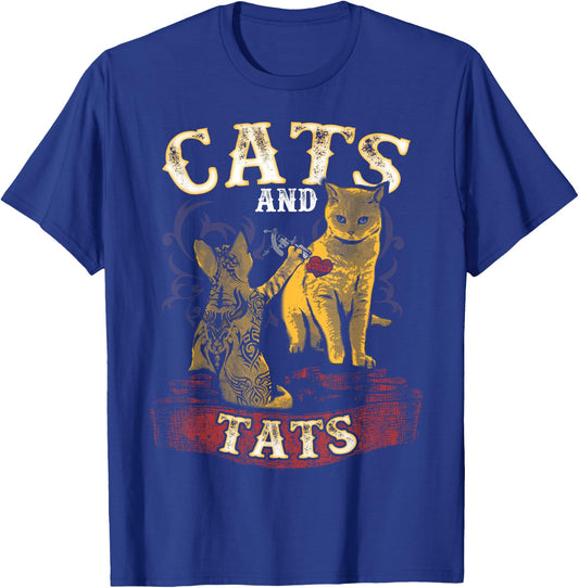 Cats And Tats - Funny Inked Cat Owner Tattoo Lover Men Women Girls Kids T-Shirt - T-Shirt | Royal