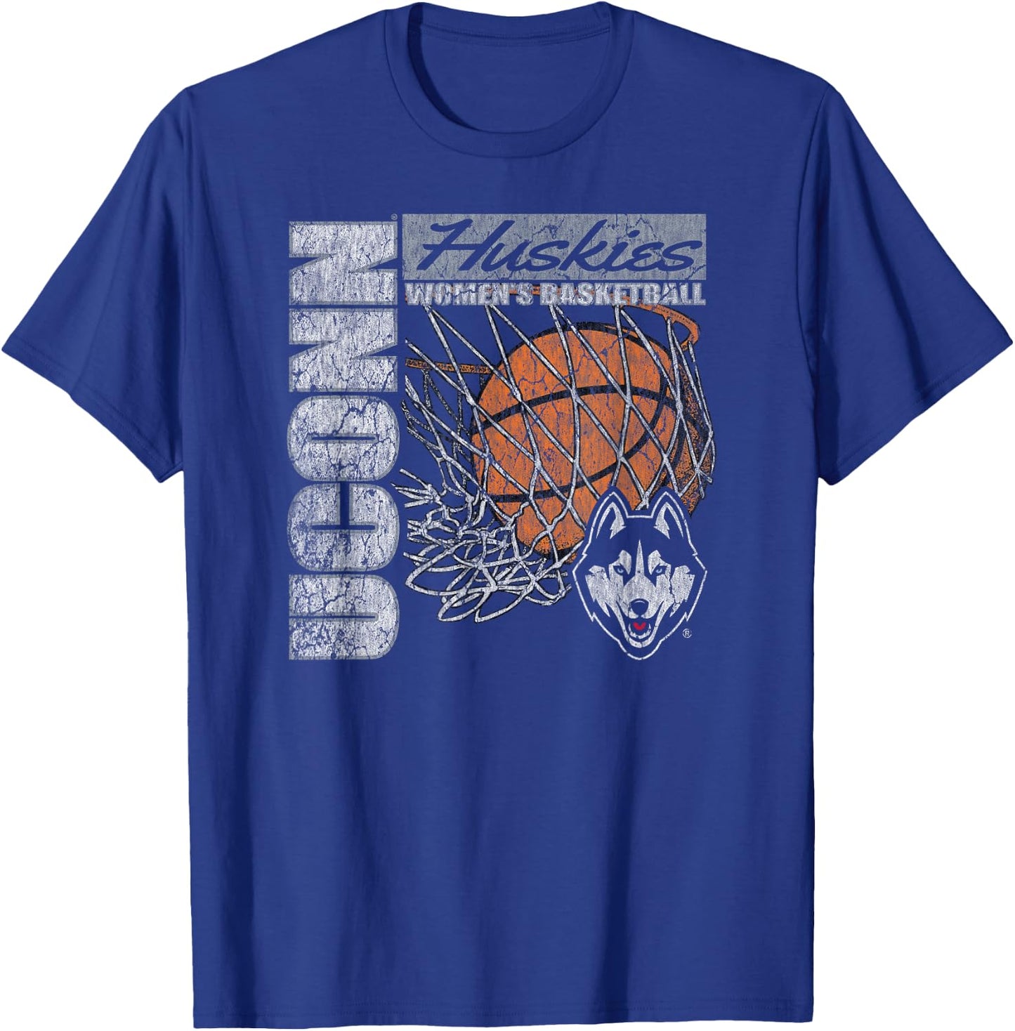 Connecticut Huskies Women's Basketball Vintage 90's Navy T-Shirt - T-Shirt | Royal