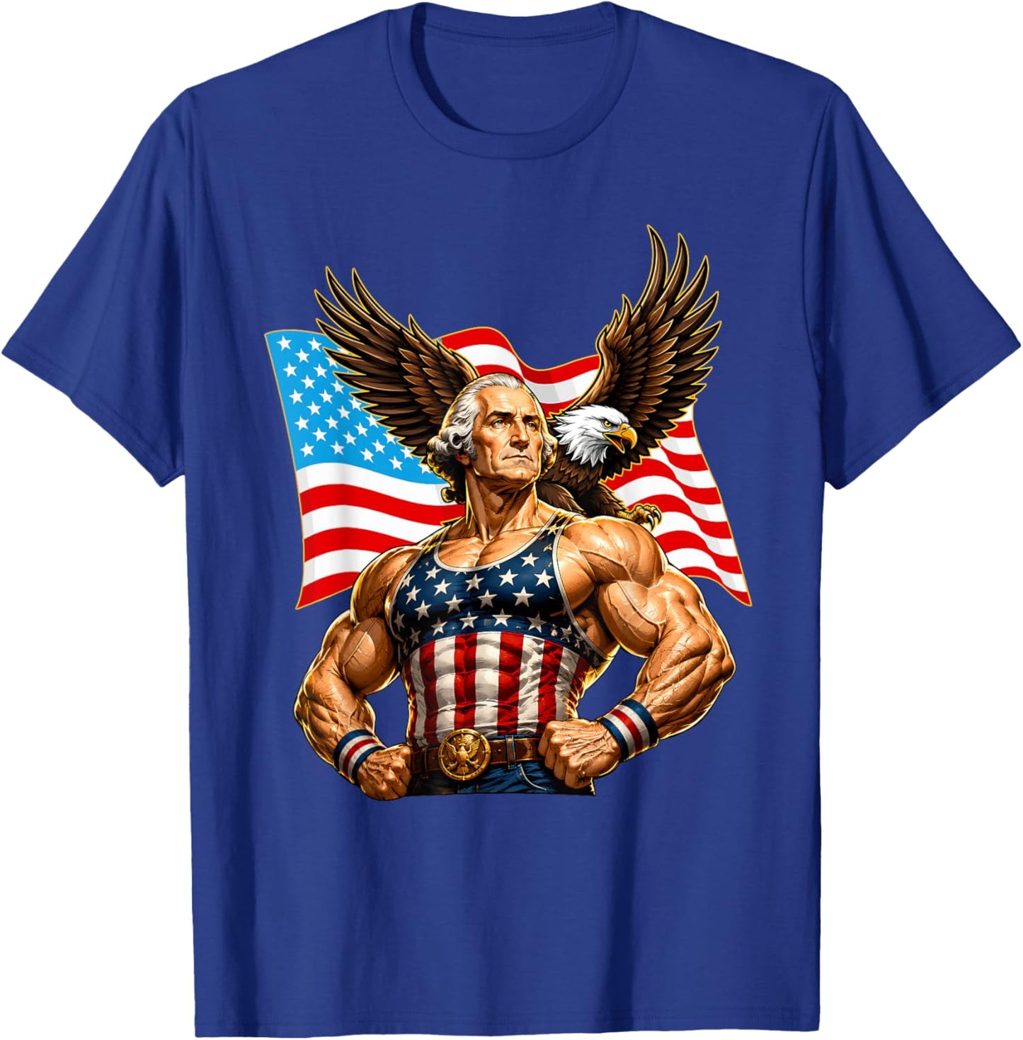Funny Patriotic George Washington Eagle USA 4th of July Men T-Shirt - T-Shirt | Royal