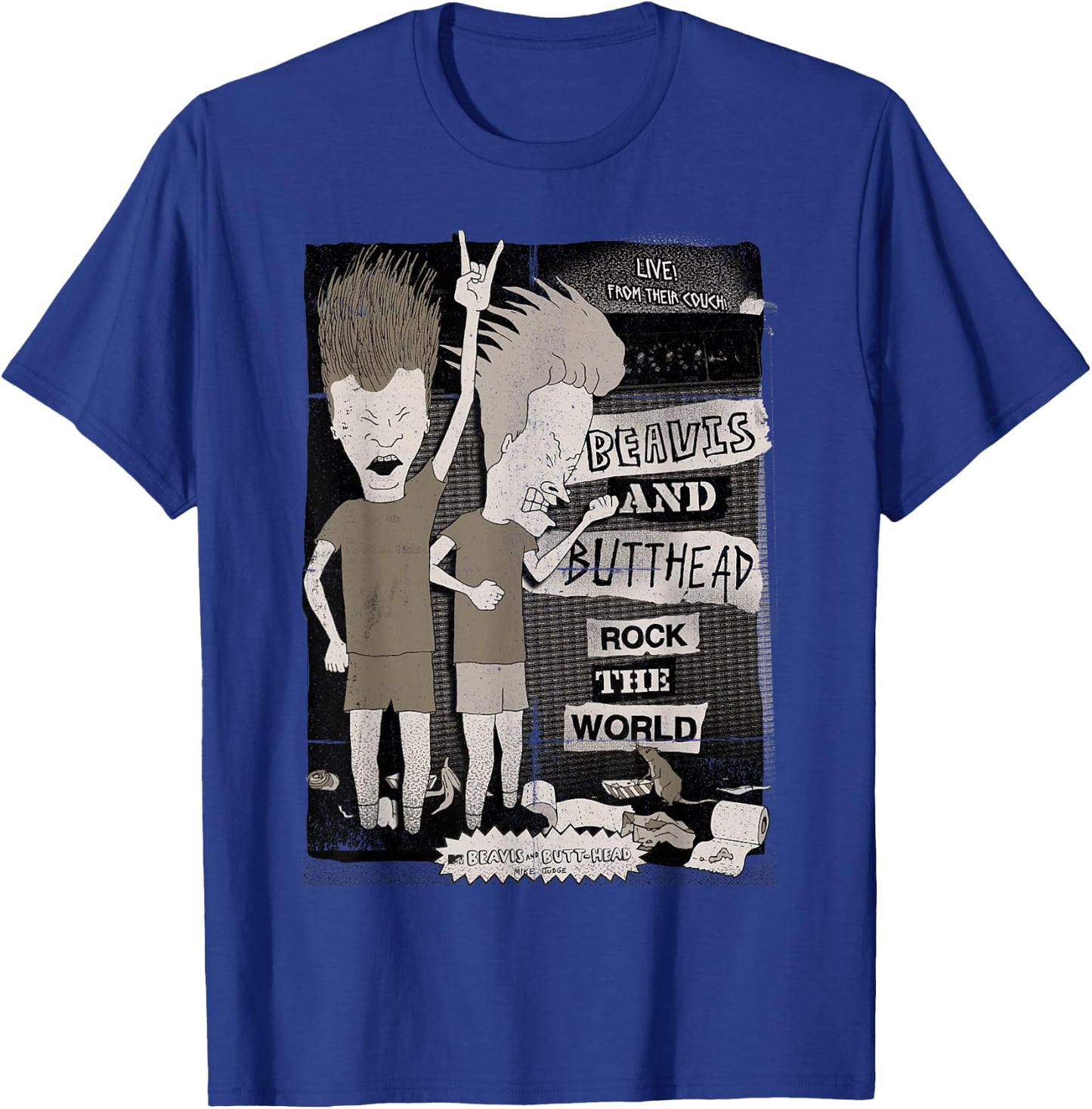 Beavis and Butt-Head Rock The World Dark T-Shirt - T-Shirt | Royal