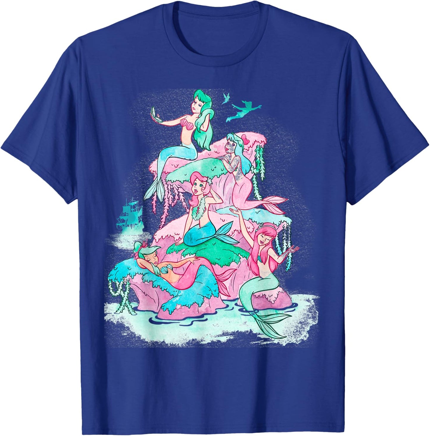 Disney Peter Pan Mermaids Watercolor Retro Graphic T-Shirt - T-Shirt | Royal