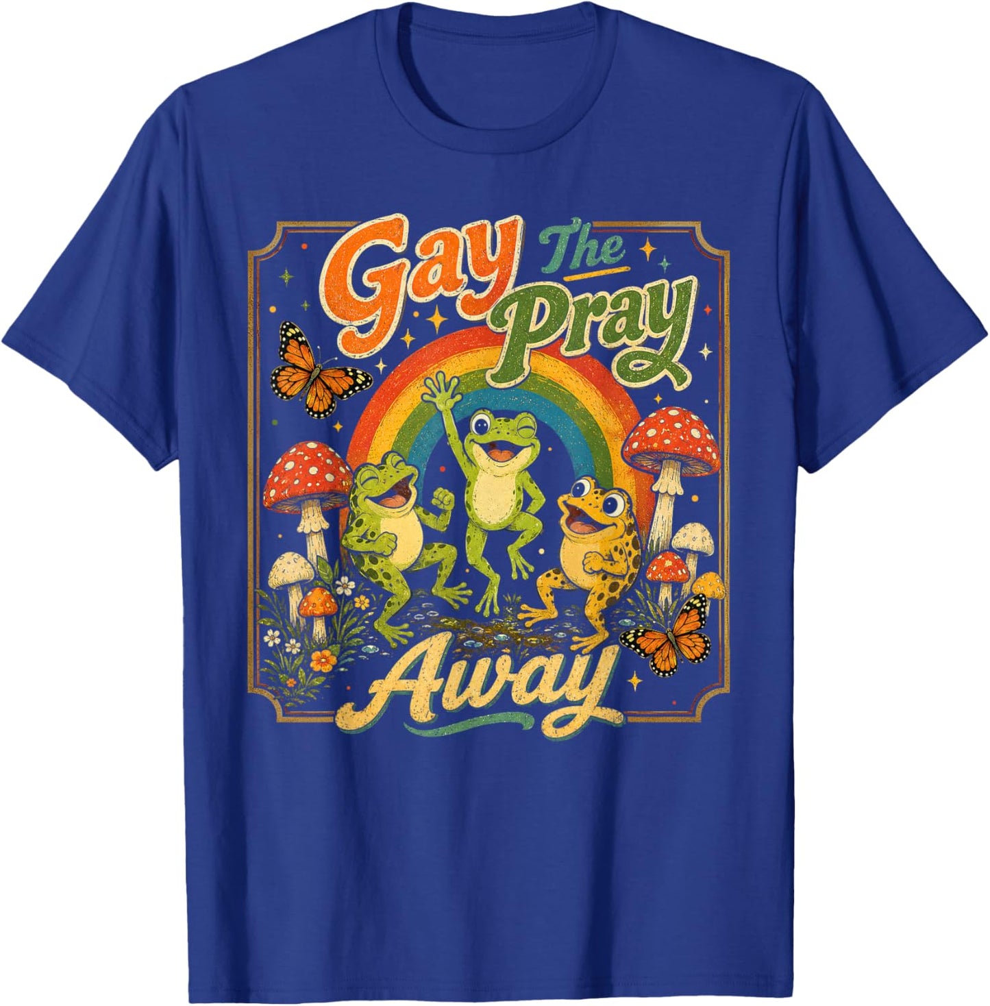 Retro Rainbow Frog Pride Humor Graphics LGBTQ Pride Month T-Shirt - T-Shirt | Royal