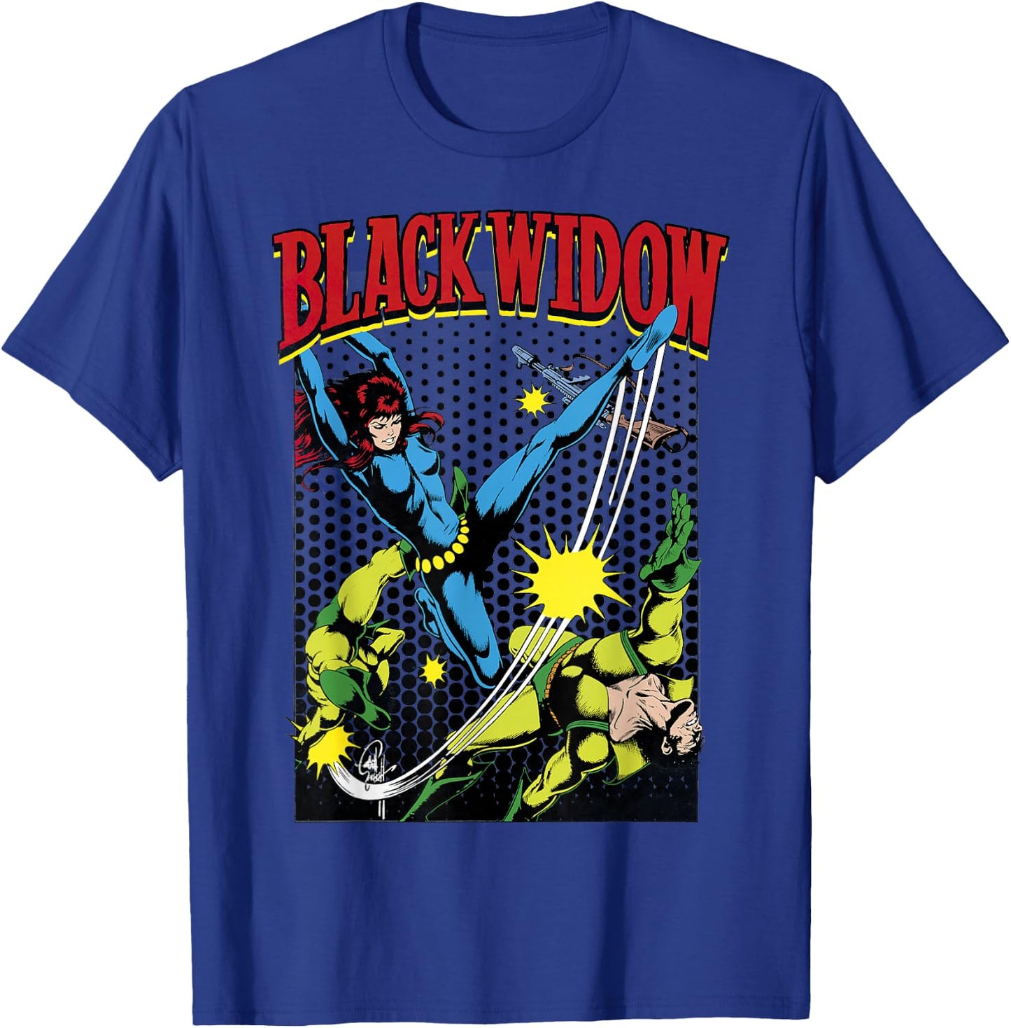 Marvel Black Widow Classic Retro Comic Swing Graphic T-Shirt - T-Shirt | Royal