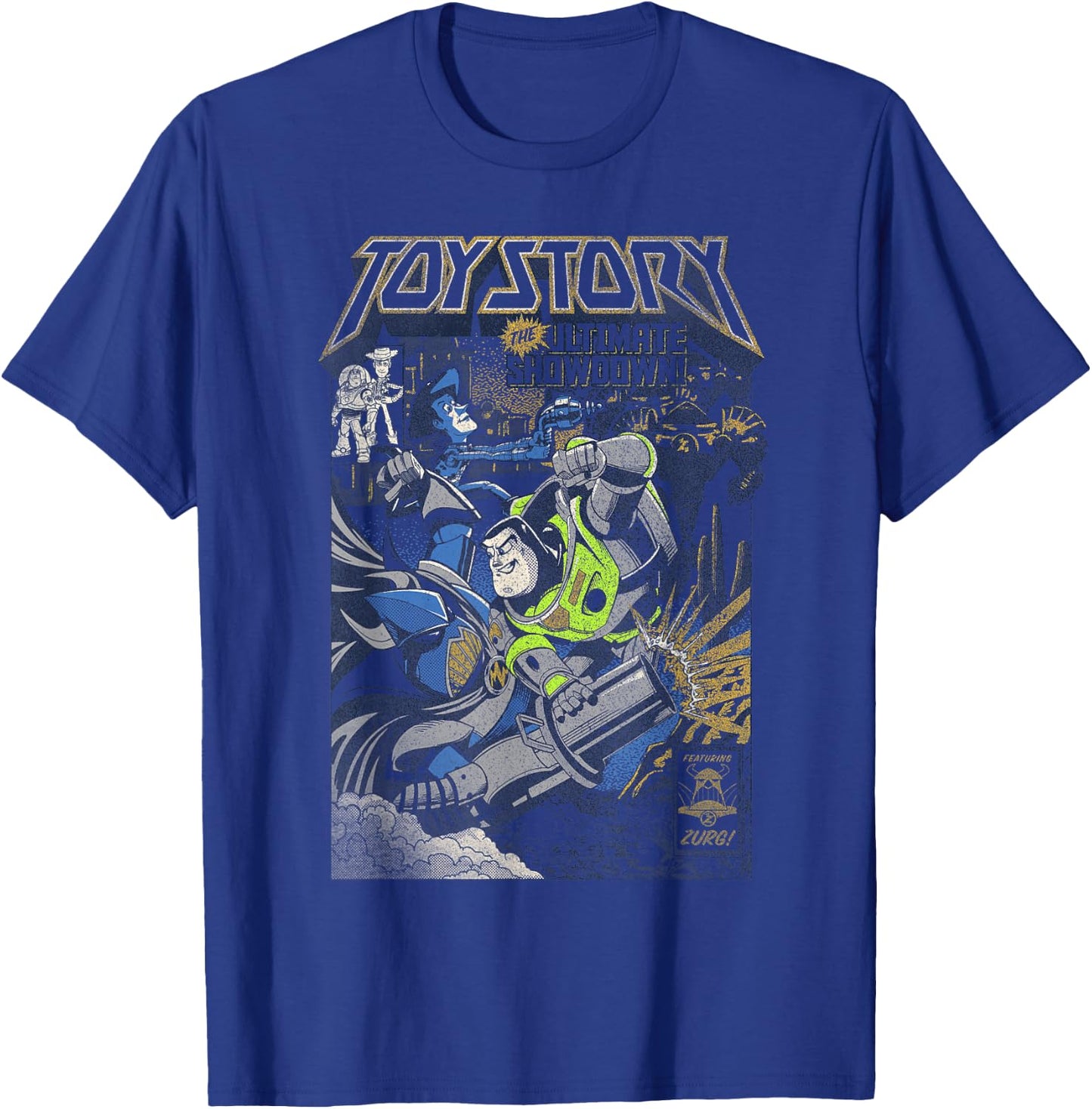 Disney Pixar Toy Story Woody And Buzz Zurg Ultimate Showdown T-Shirt - T-Shirt | Royal