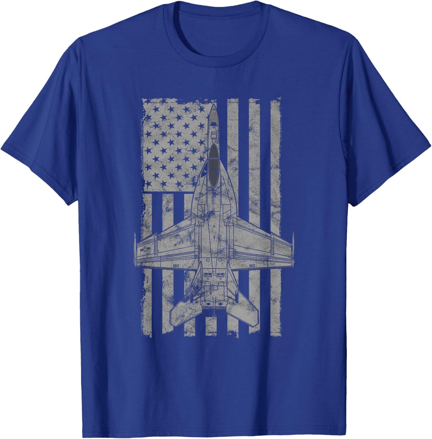 F-18 F/A-18E Super Hornet Jet Airplane Vintage Flag T-Shirt - T-Shirt | Royal