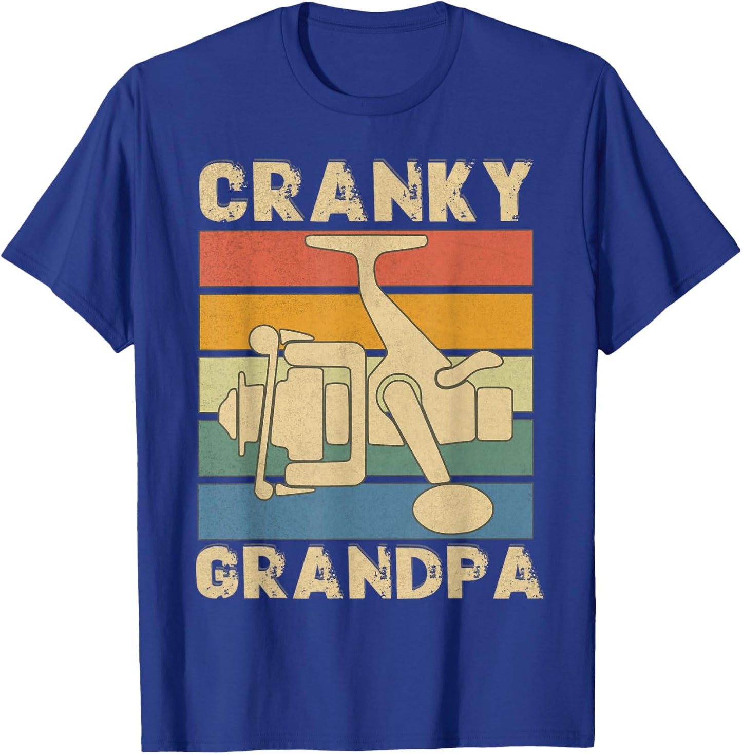 Cranky Grandpa Funny Fishing Reel Pun Grandfather Fish Humor T-Shirt - T-Shirt | Royal