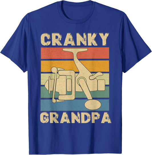Cranky Grandpa Funny Fishing Reel Pun Grandfather Fish Humor T-Shirt - T-Shirt | Royal