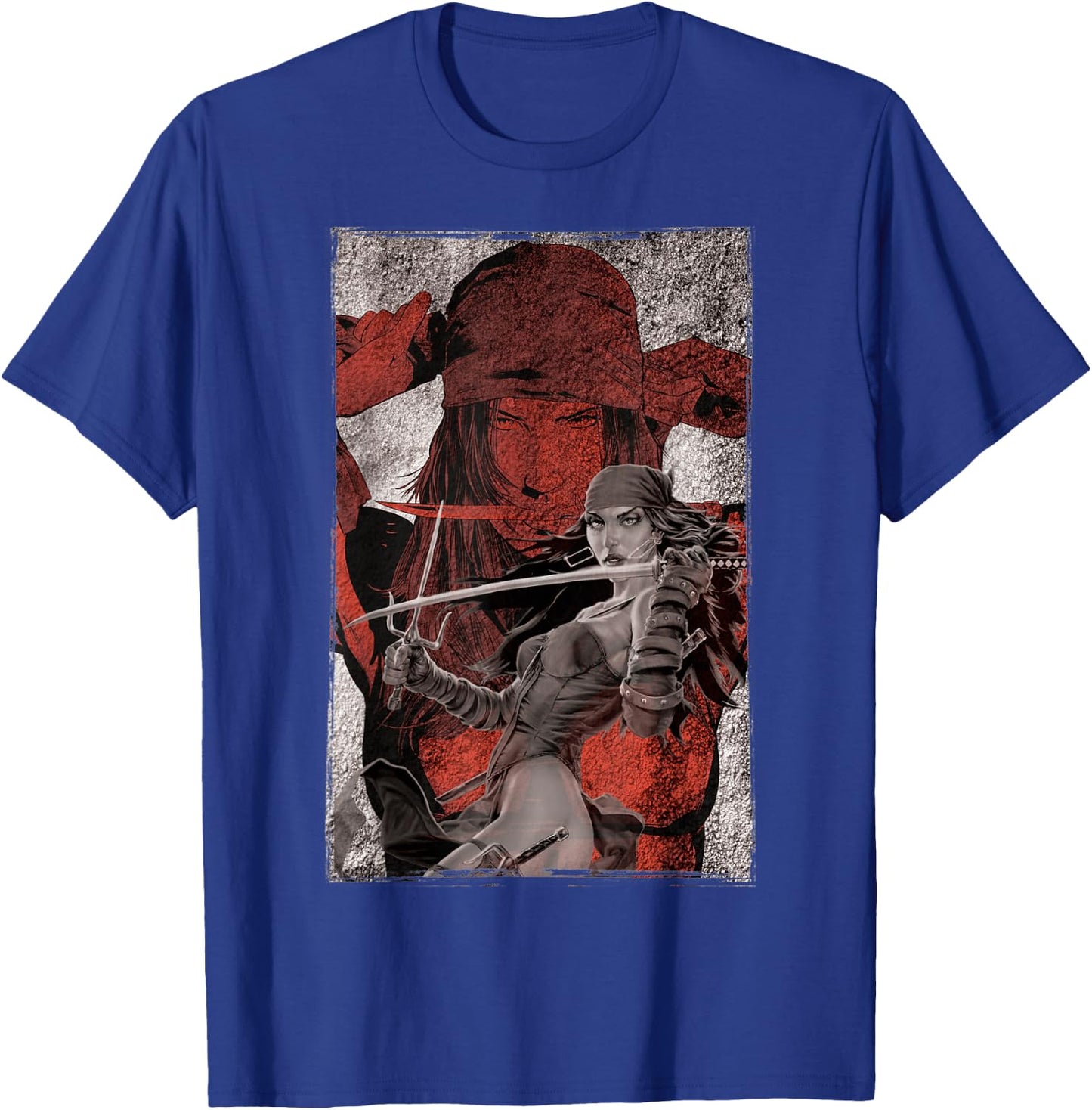 Marvel Elektra Double-Exposed Redness Grungy T-Shirt - T-Shirt | Royal