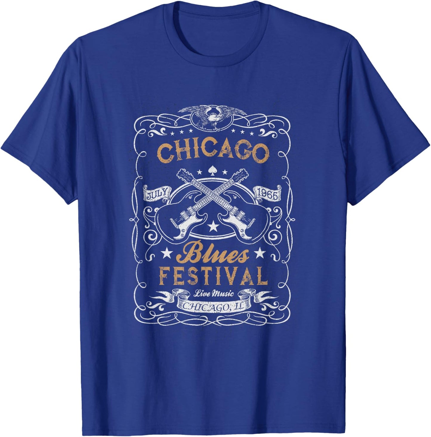 Chicago Blues Festival Blues Guitar T-Shirt - T-Shirt | Royal