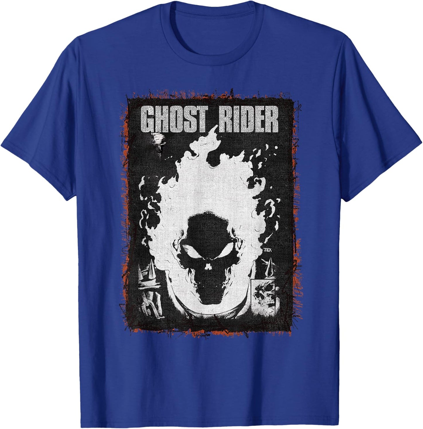 Marvel Ghost Rider Dark Distressed Poster T-Shirt - T-Shirt | Royal
