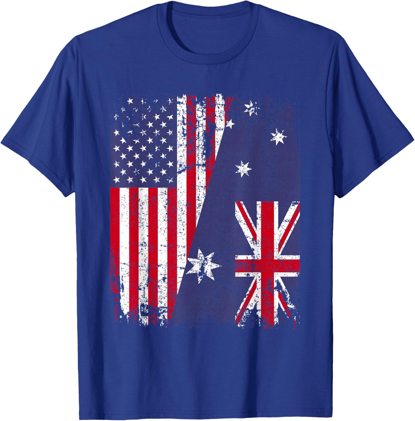 Australian Roots | Half American Flag Australia T-Shirt - T-Shirt | Royal