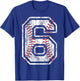 Baseball Jersey Number 6 Vintage Distressed 6th Birthday T-Shirt - T-Shirt | Royal