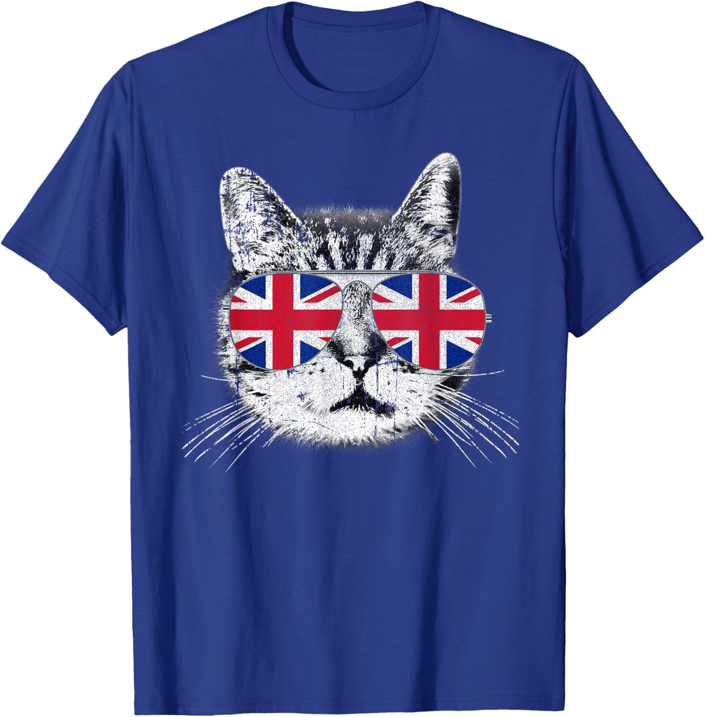 UK Union Jack Flag English England Cat Lover Pride British Men Women Kids T-Shirt - T-Shirt | Royal