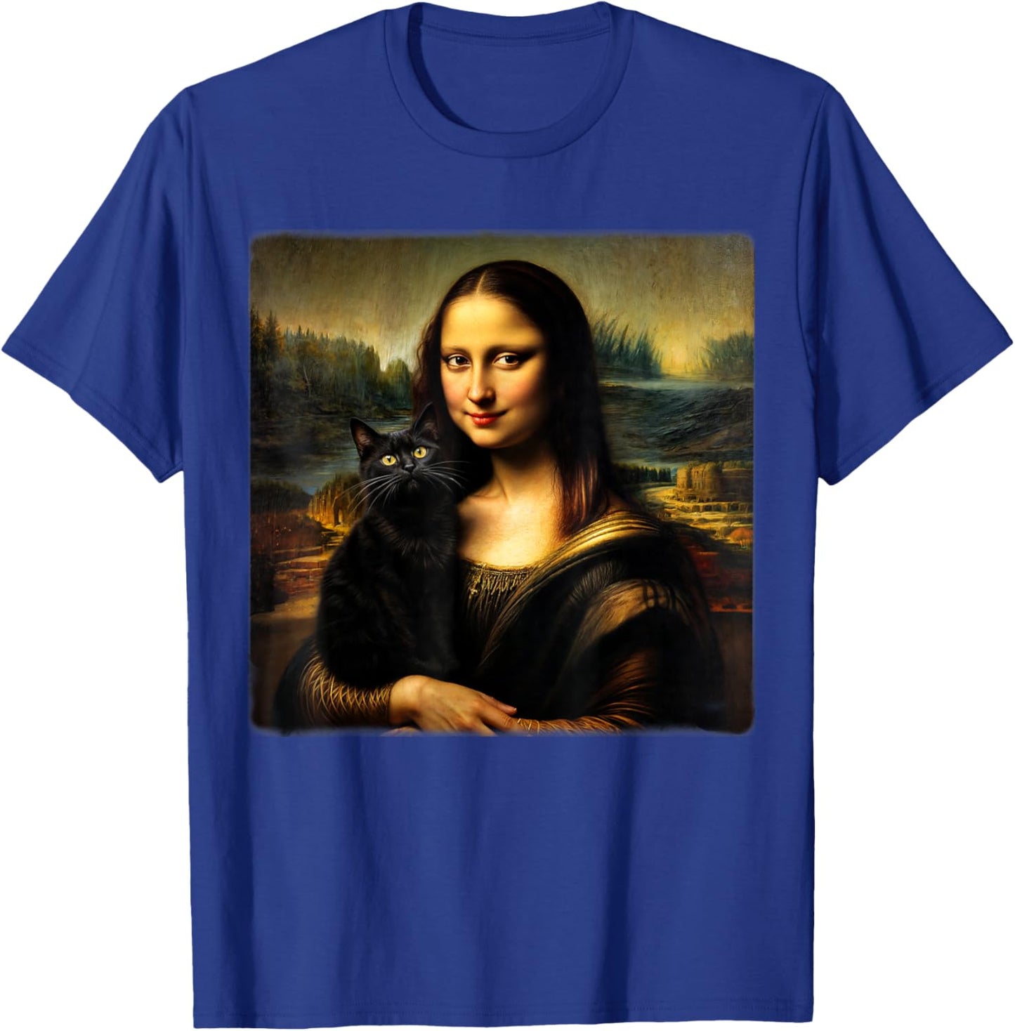 Mona Lisa Holding Black cat Black cat Mom Black cat Dad Cute T-Shirt - T-Shirt | Royal