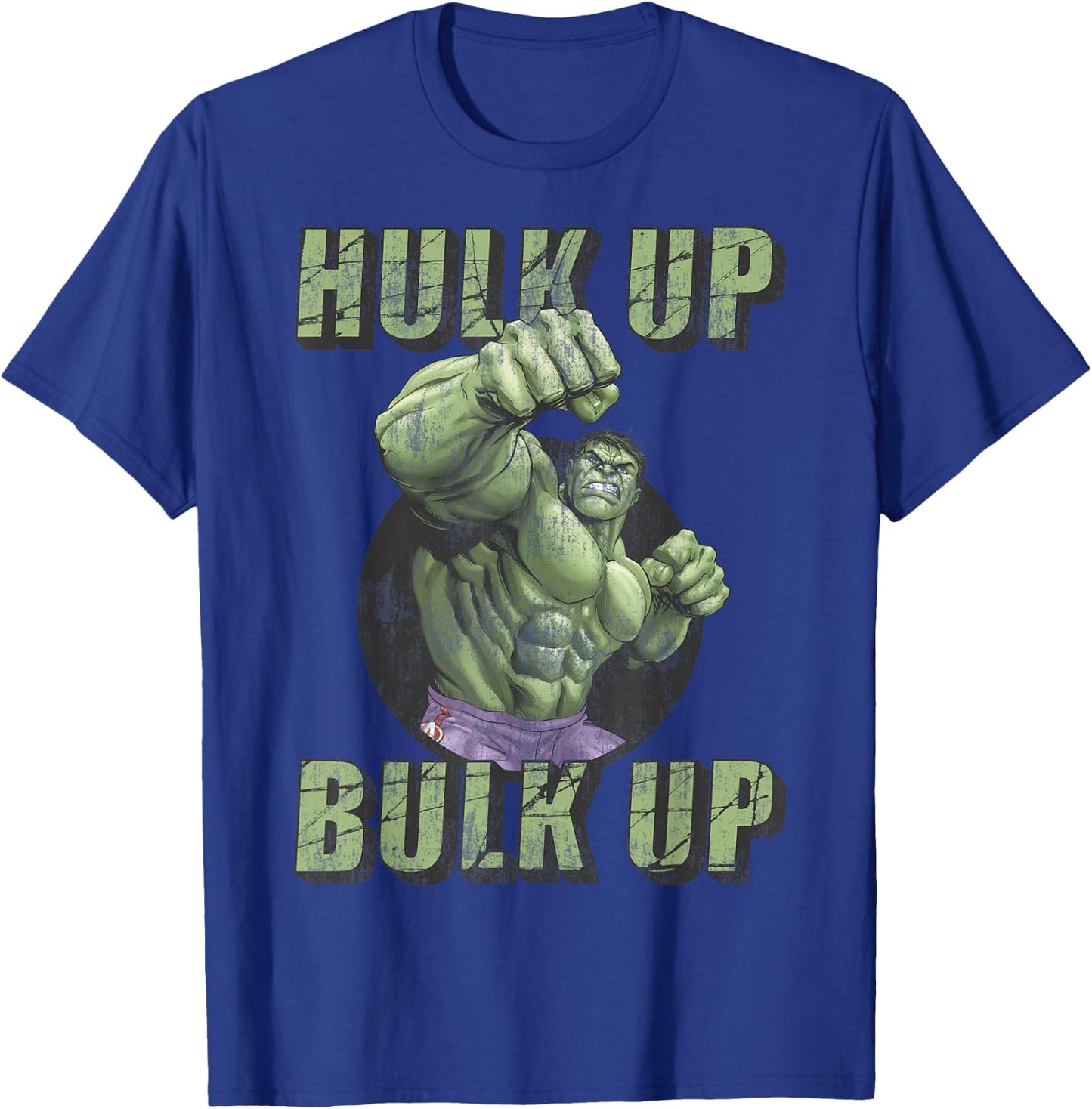 Marvel The Incredible Hulk Tough Hulk Up Bulk Up Badge T-Shirt - T-Shirt | Royal