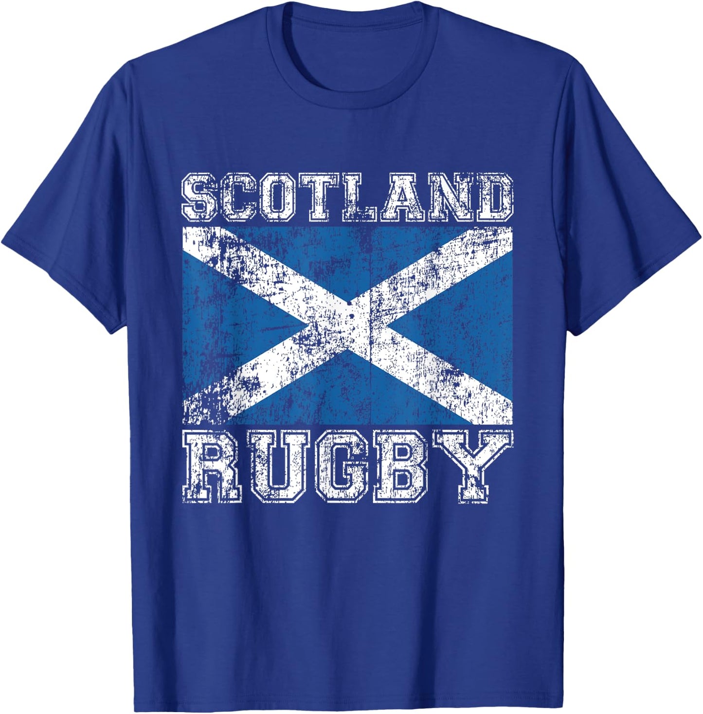 Scotland Rugby - Vintage Style Saltire Scottish Flag T-Shirt - T-Shirt | Royal