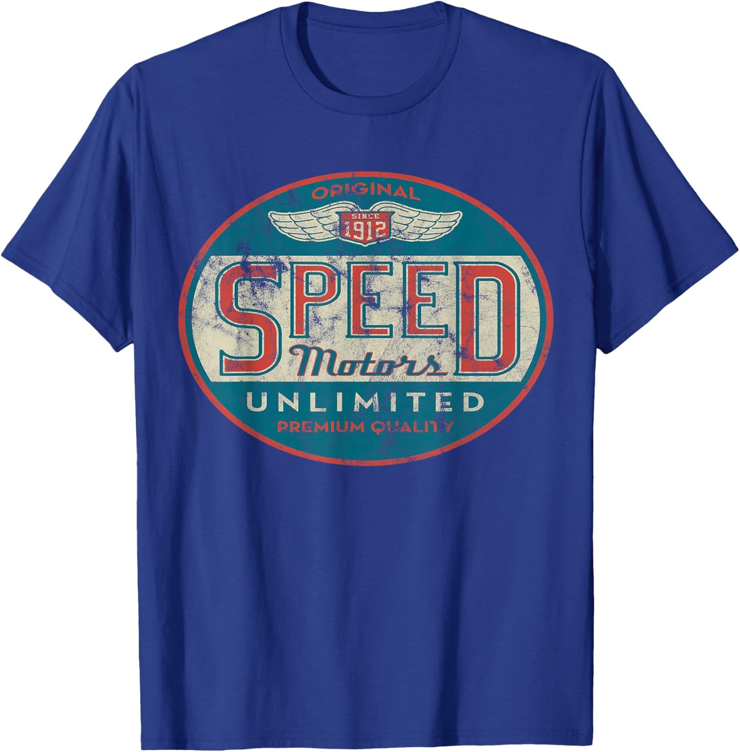 Vintage Speed Motor (Distressed Shirts Women & Men) T-Shirt - T-Shirt | Royal