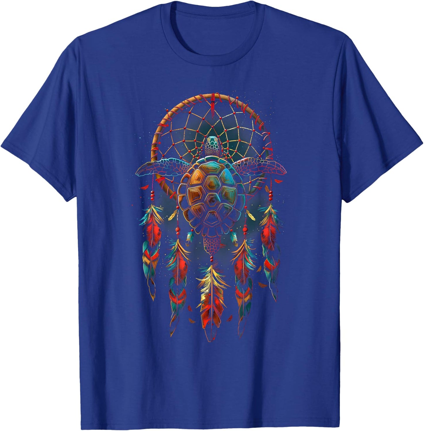 Turtle Dreamcatcher Native American Indian Feathers Arts T-Shirt - T-Shirt | Royal