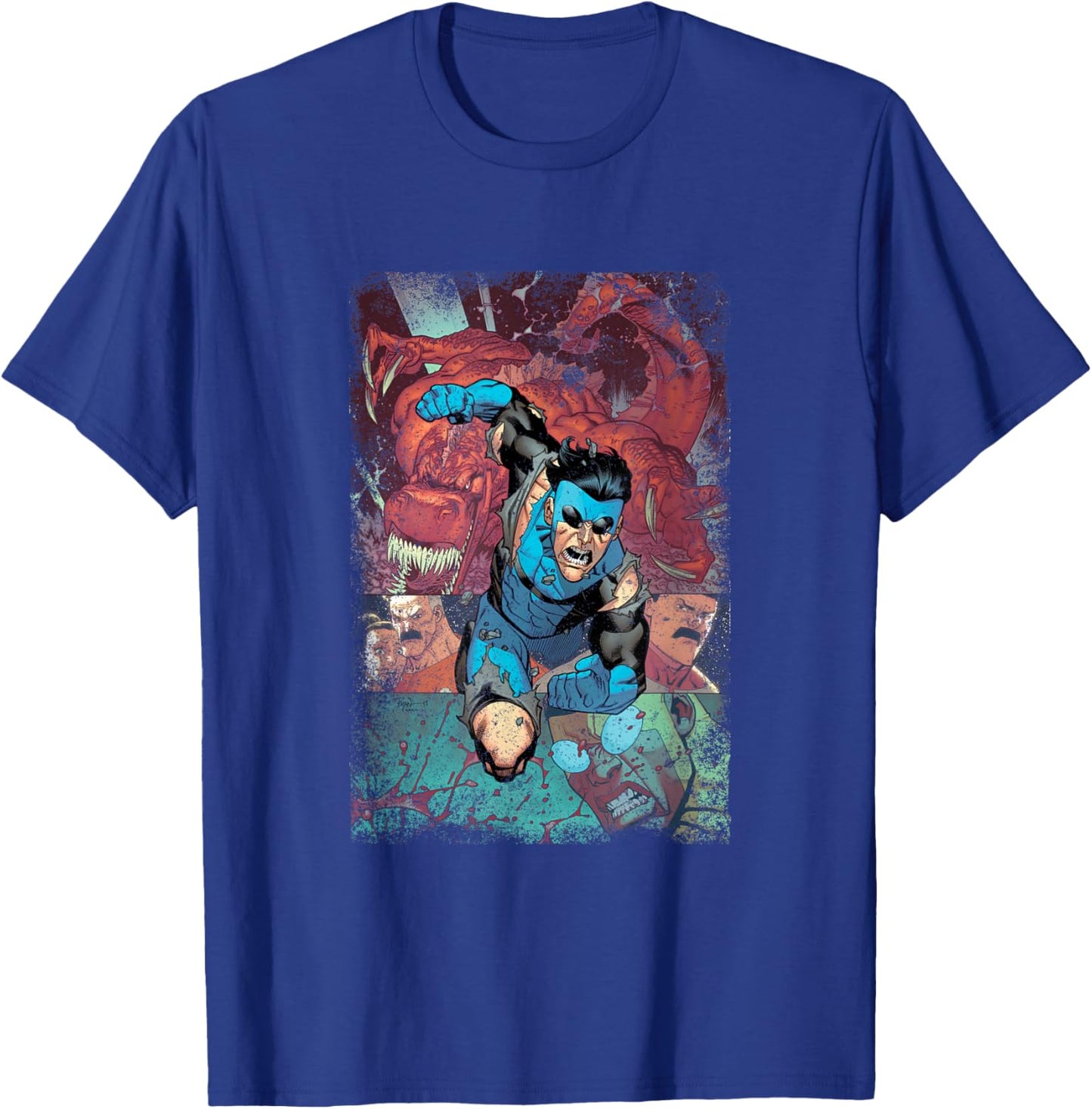 INVINCIBLE -Adults , Black, Small, Short Sleeve, Modern Classic Fit, Distressed Graphic, Lightweight, Classic Fit, Comic Fans, General Audience T-Shirt - T-Shirt | Royal