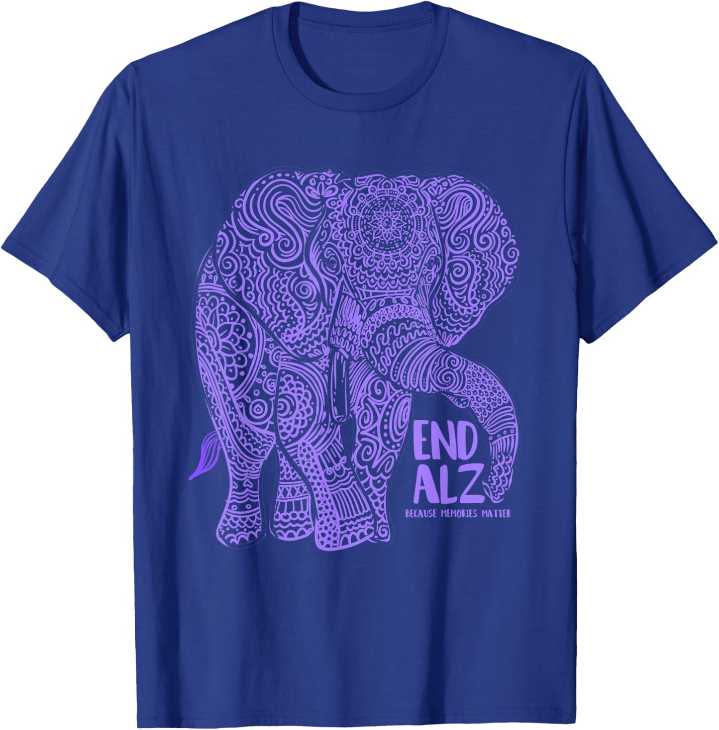 Purple Elephant Alzheimer Awareness Apparel & Gifts, END ALZ Small T-Shirt - T-Shirt | Royal