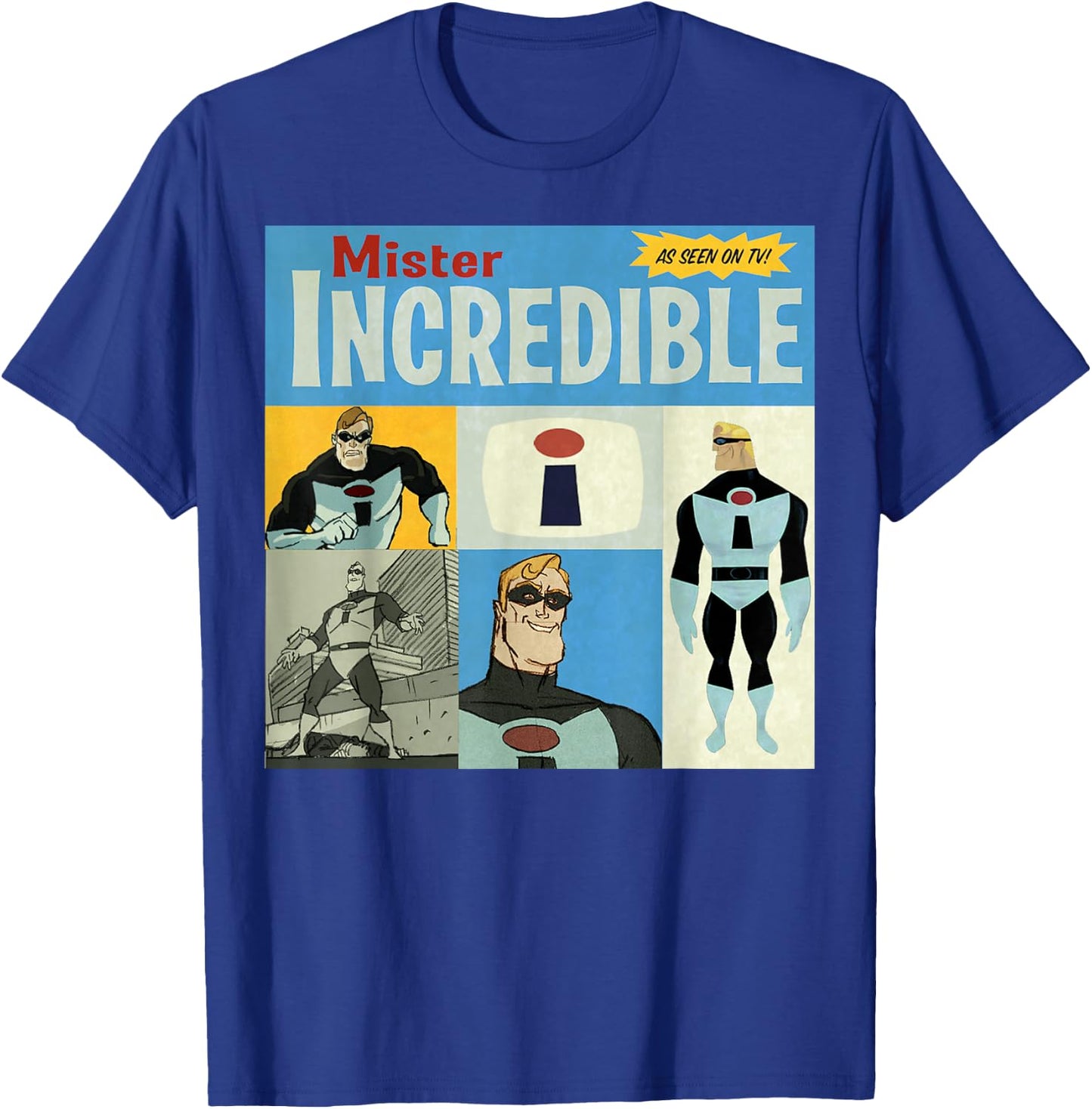 Disney Pixar The Incredibles As Seen On TV Vintage Box Up T-Shirt - T-Shirt | Royal