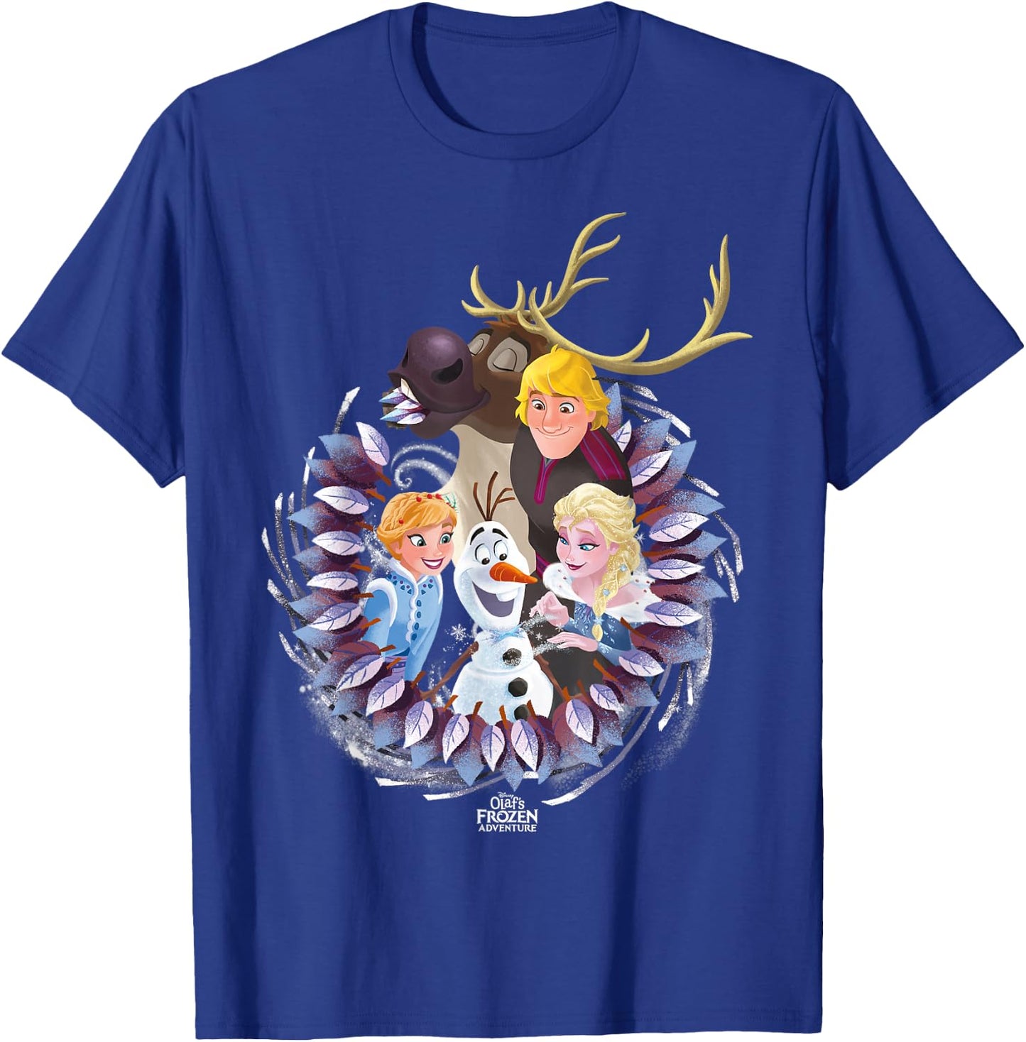 Disney Frozen Christmas Wreath Group Shot Graphic T-Shirt - T-Shirt | Royal