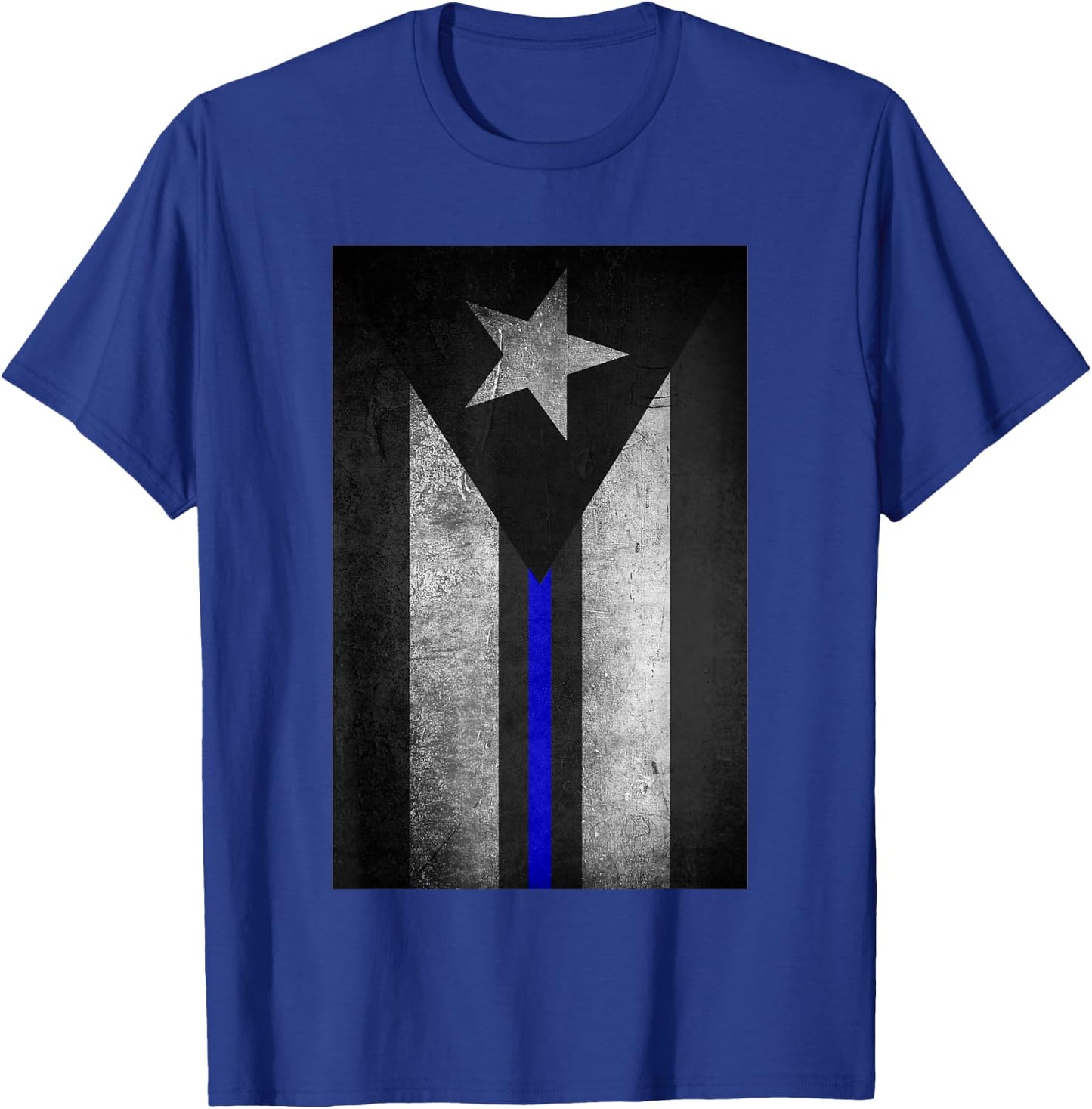 Puerto Rico Flag Police Thin Blue Line Dirty T-Shirt - T-Shirt | Royal
