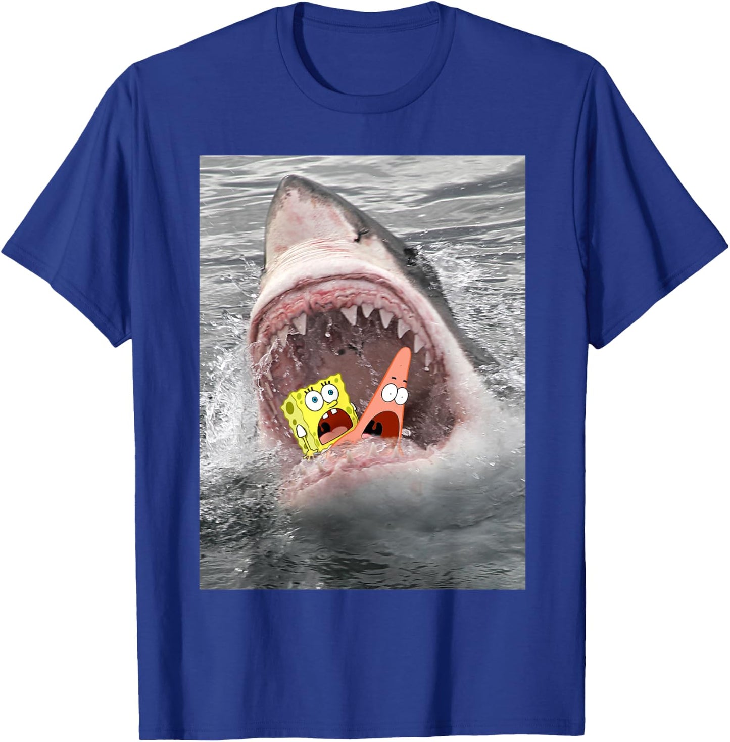 Spongebob SquarePants Shark Attack Humorous T-Shirt - T-Shirt | Royal