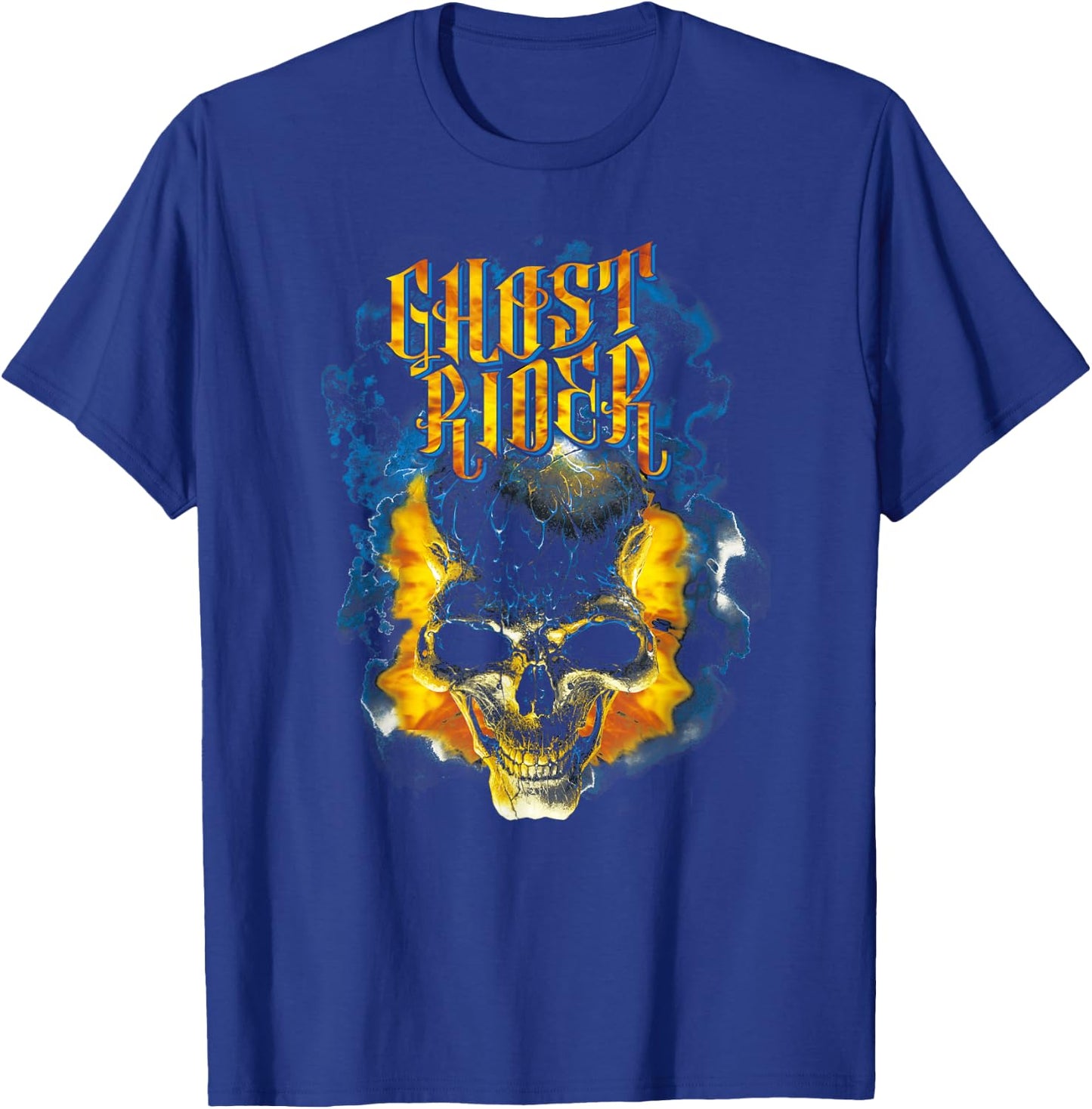 Marvel Ghost Rider Skull Urban Street Flames Graphic T-Shirt - T-Shirt | Royal