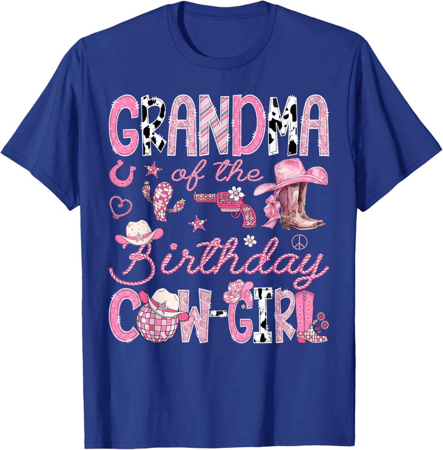 Grandma of The Birthday Cow-Girl Rodeo Western Coquette T-Shirt - T-Shirt | Royal