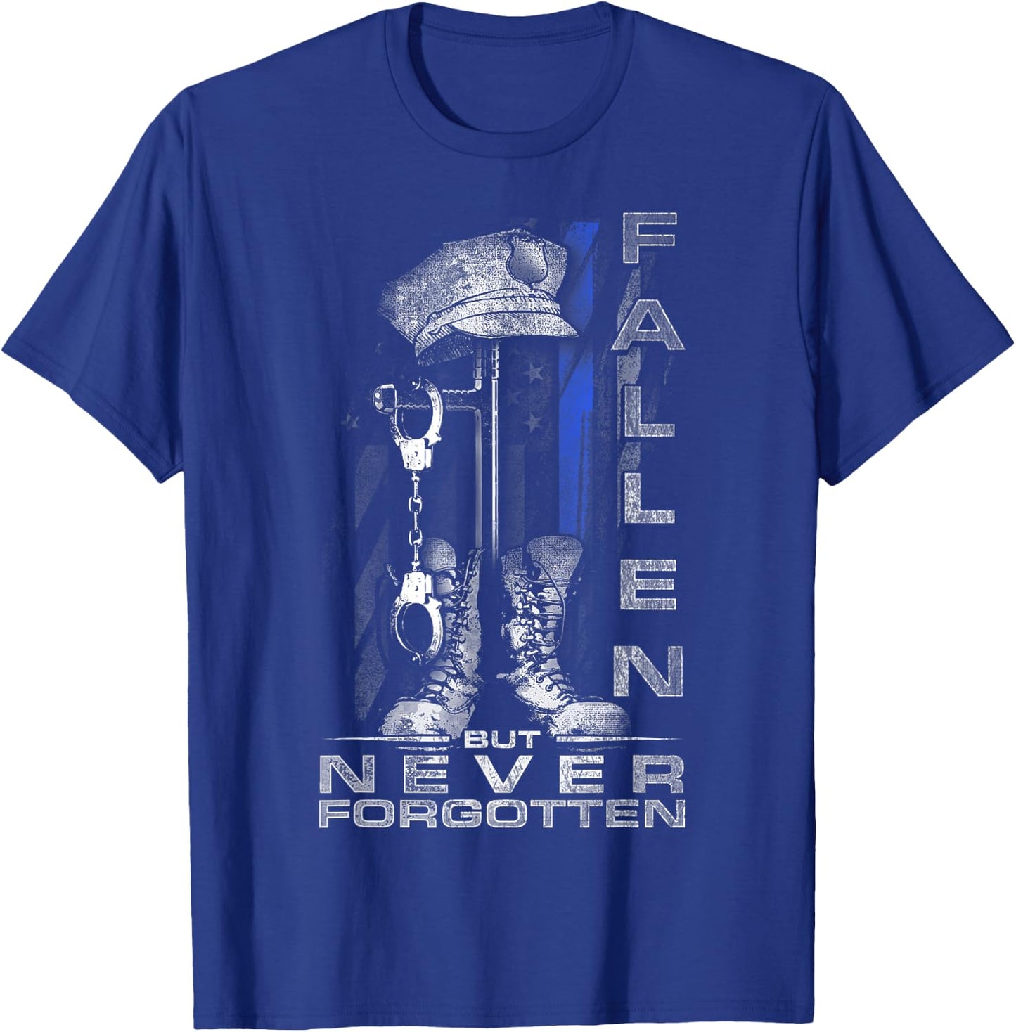 Thin Blue Line - Fallen But Never Forgotten T-Shirt - T-Shirt | Royal