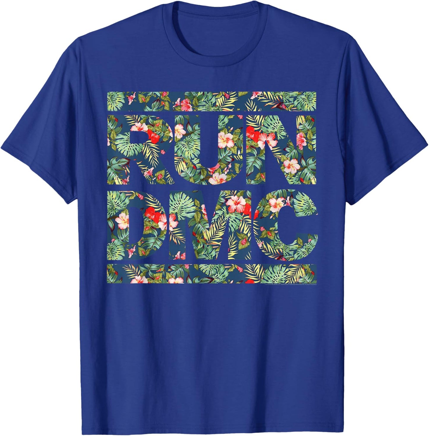 Run DMC Official Floral Blue Logo T-Shirt - T-Shirt | Royal