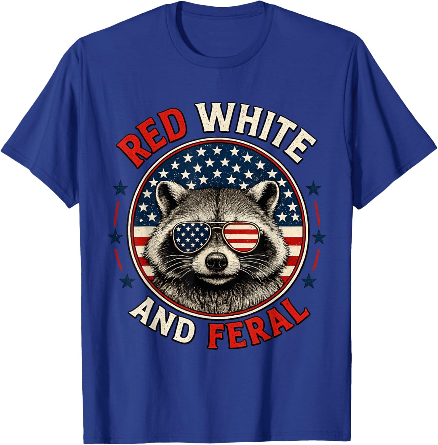 Red White and Feral Funny Raccoon 4th of July Patriotic Boys T-Shirt - T-Shirt | Royal