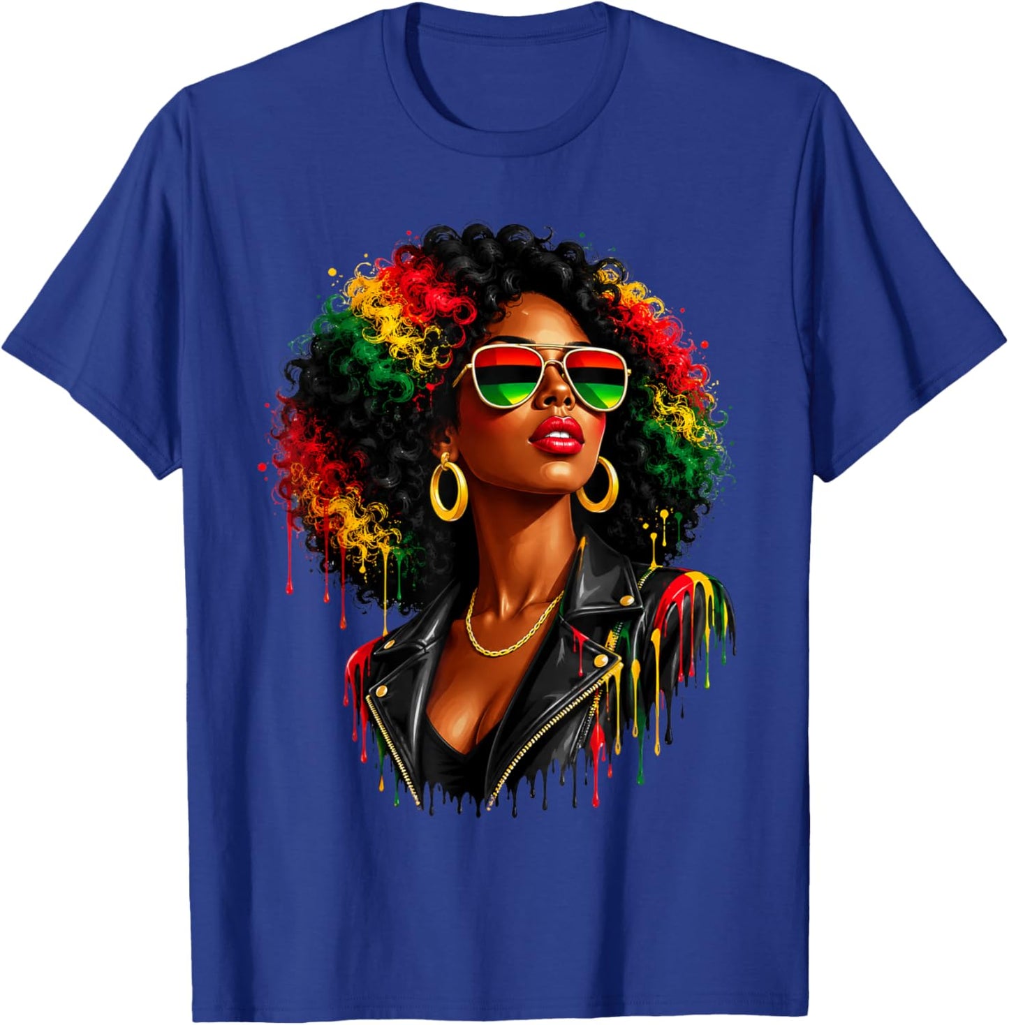 Juneteenth Black Queen Afro African Melanin Drip Freedom T-Shirt - T-Shirt | Royal