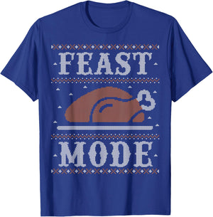 Funny Ugly Thanksgiving Sweater Shirt Feast Mode T-Shirt - T-Shirt | Royal