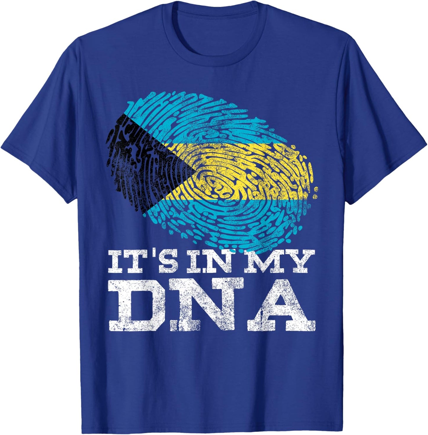 It's in My DNA Bahamian Gifts Fingerprint Proud Bahamas Flag T-Shirt - T-Shirt | Royal