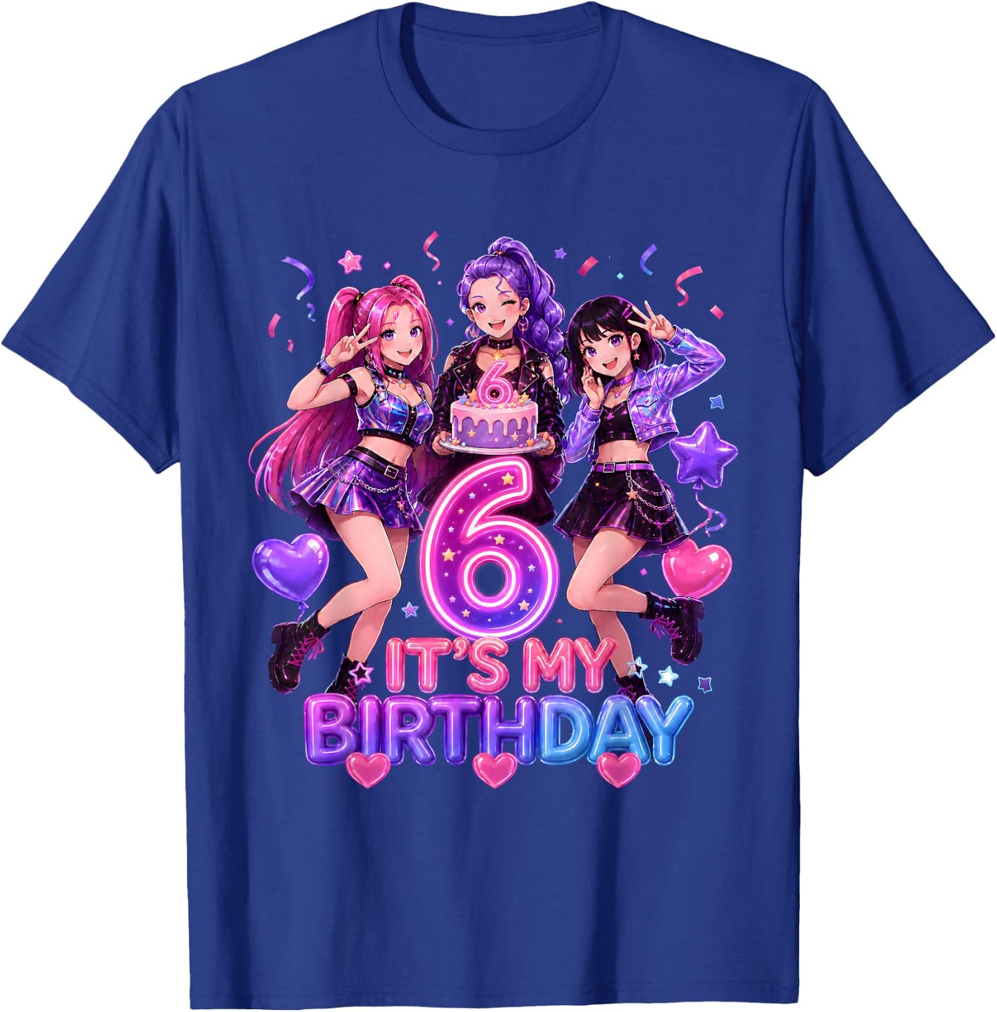 Kids It's My 6th K Pop Birthday Girl 6 Year Old K-Pop Bday T-Shirt - T-Shirt | Royal